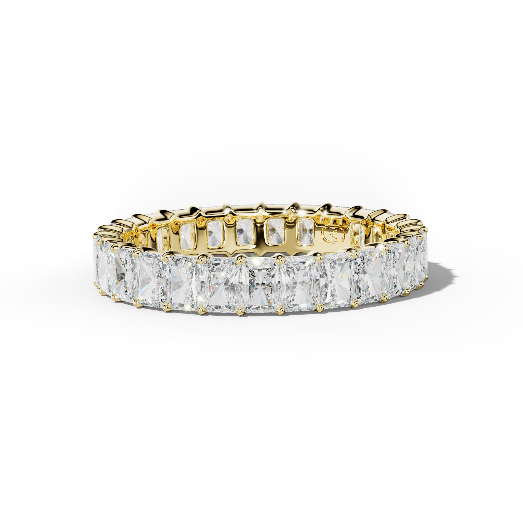 4.0 Carat Radiant Diamond Eternity Band Shared Prong Low-Set Design