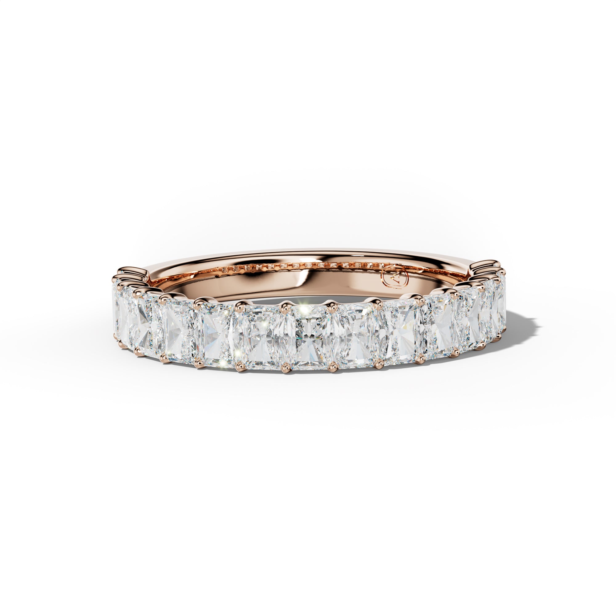 2.0 Carat Radiant Diamond Half Anniversary Band Shared Prong Low-Set Design