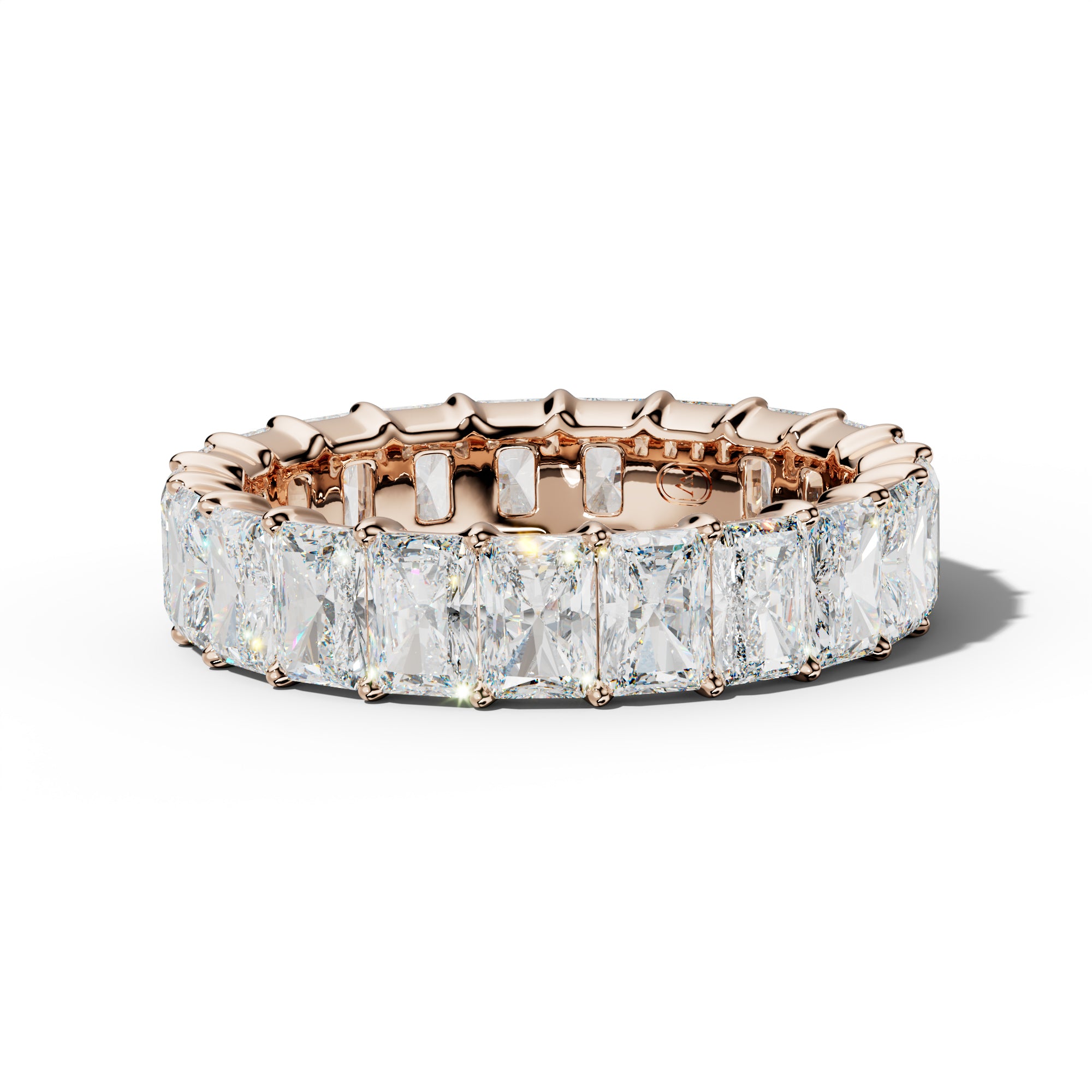6.0 Carat Radiant Diamond Eternity Band Shared Prong Low-Set Design