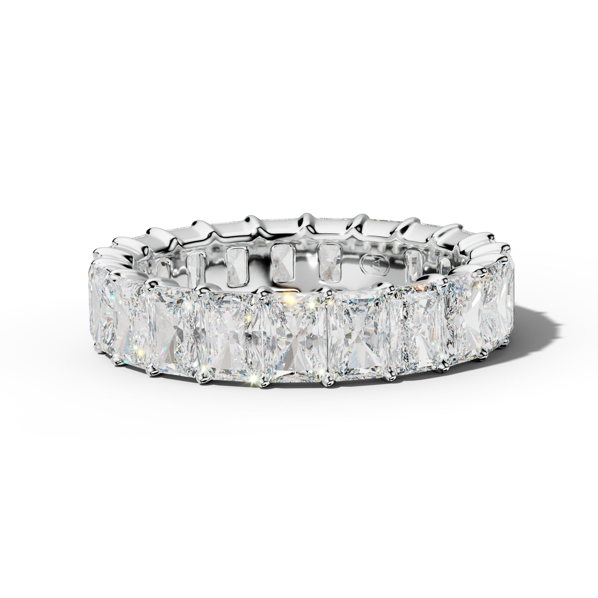 6.0 Carat Radiant Diamond Eternity Band Shared Prong Low-Set Design