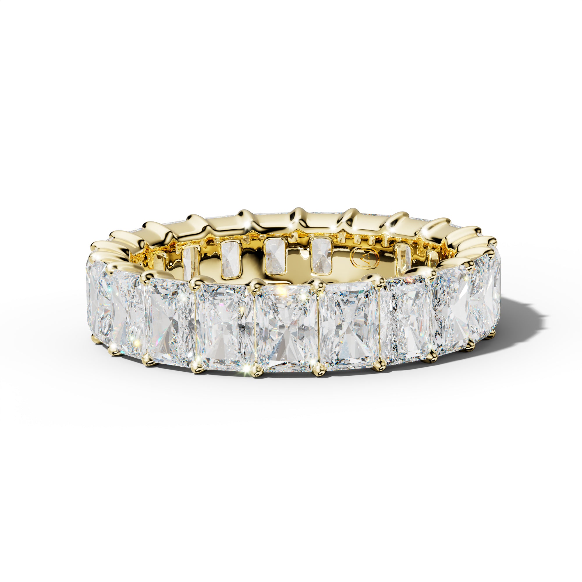 6.0 Carat Radiant Diamond Eternity Band Shared Prong Low-Set Design