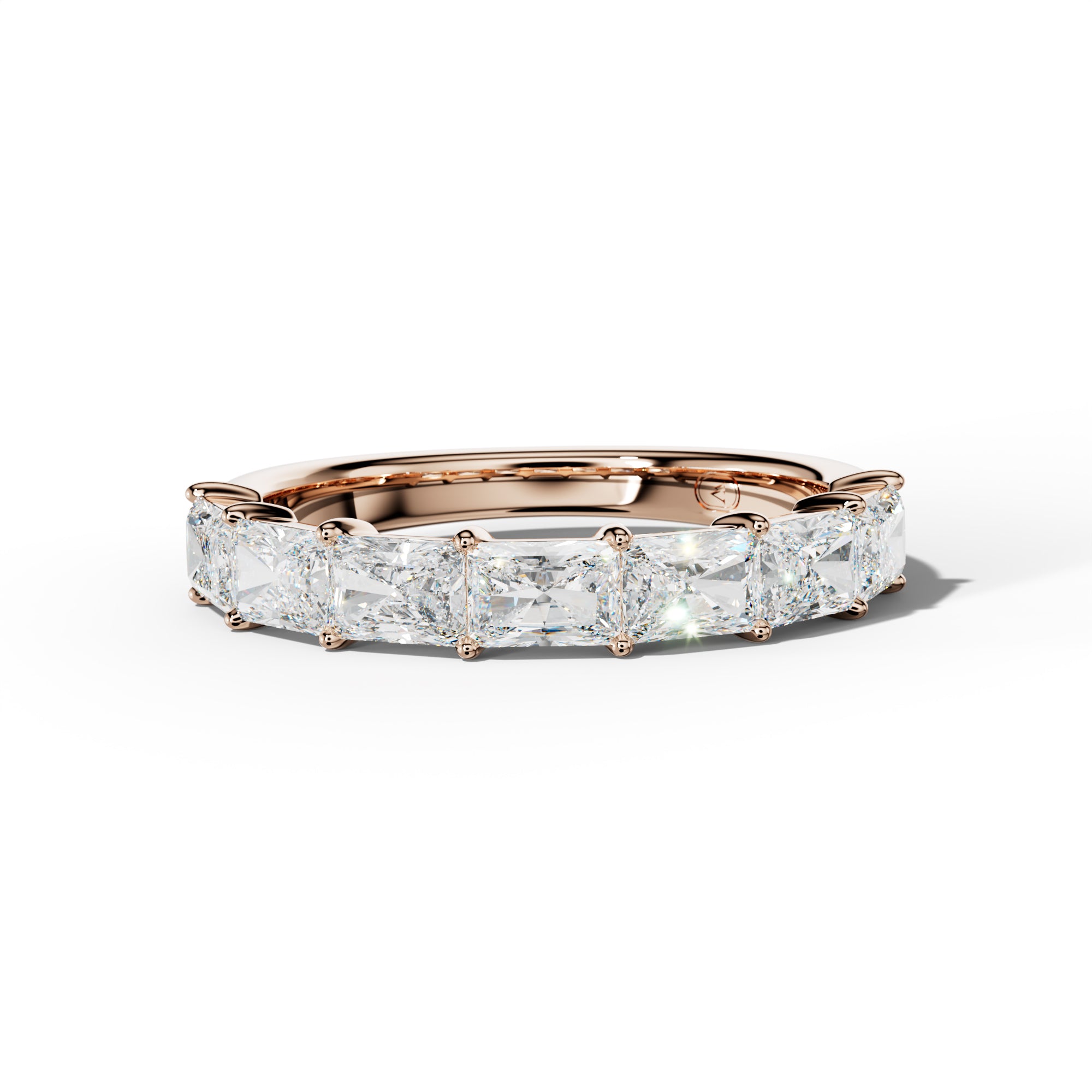 2.0 Carat East West Radiant Diamond Half Anniversary Band Shared Prong Low-Set Design