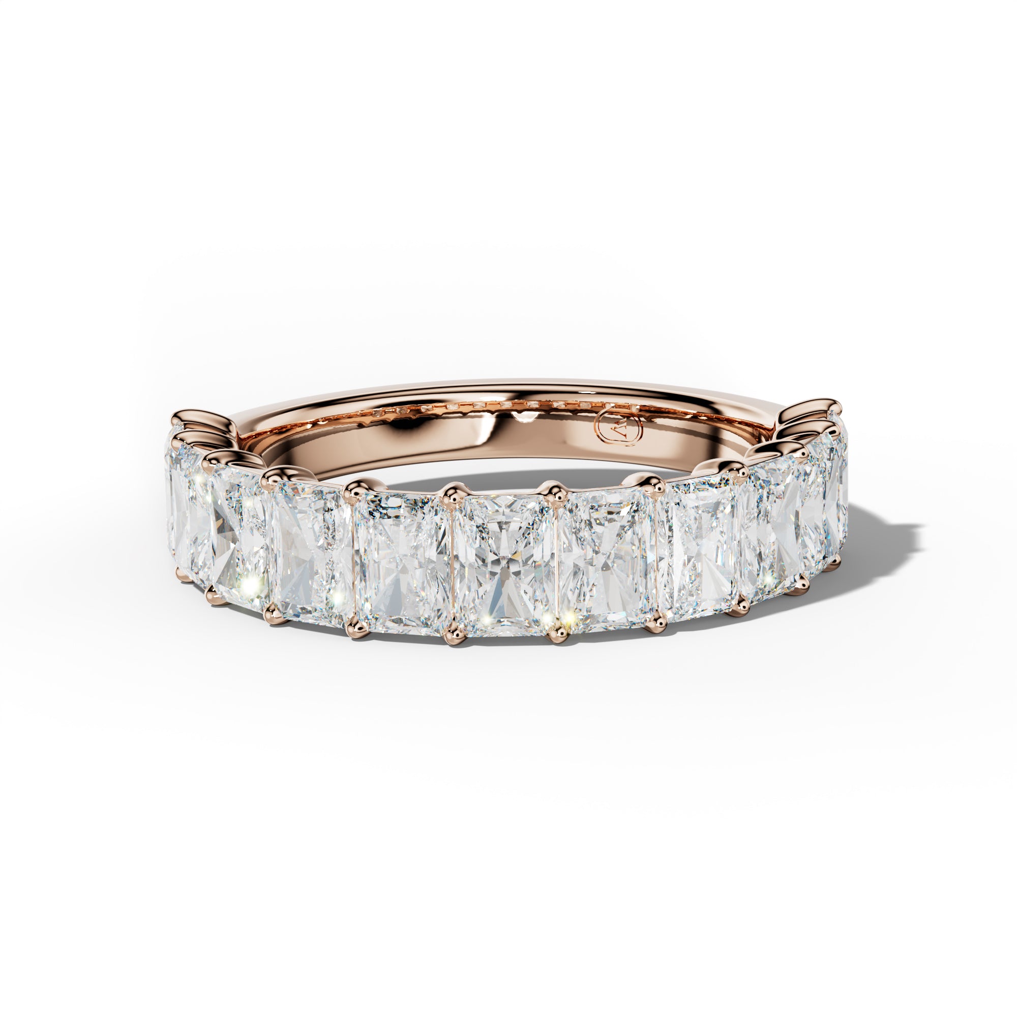 3.0 Carat Radiant Diamond Half Anniversary Band Shared Prong Low-Set Design
