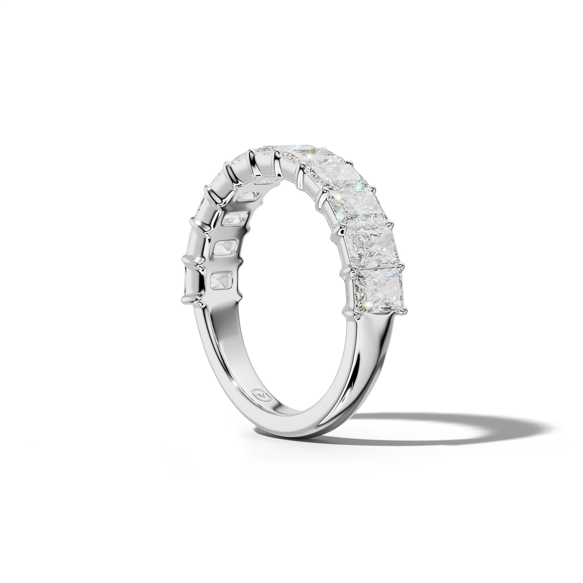 3.0 Carat Radiant Diamond Half Anniversary Band Shared Prong Low-Set Design