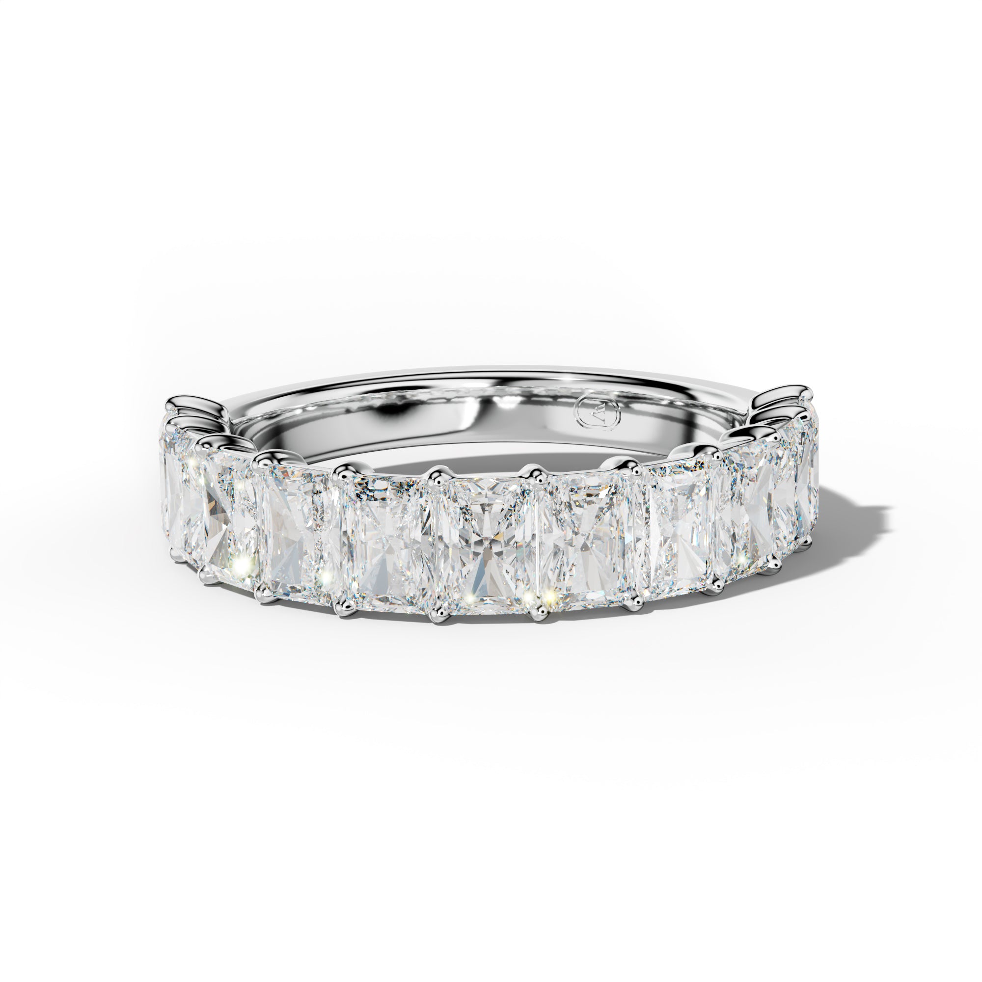 3.0 Carat Radiant Diamond Half Anniversary Band Shared Prong Low-Set Design