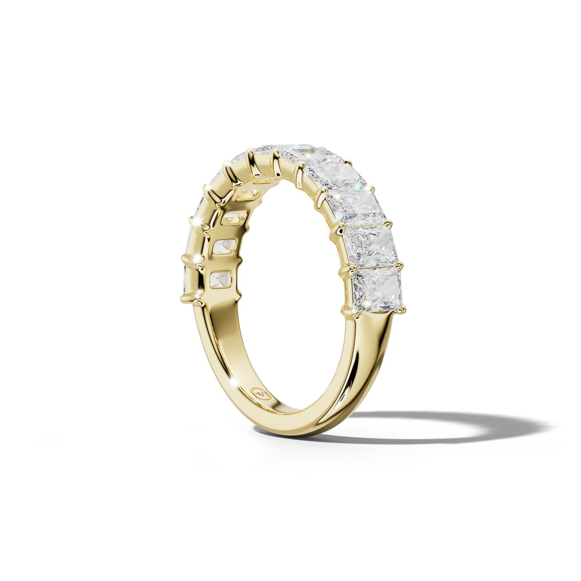 3.0 Carat Radiant Diamond Half Anniversary Band Shared Prong Low-Set Design