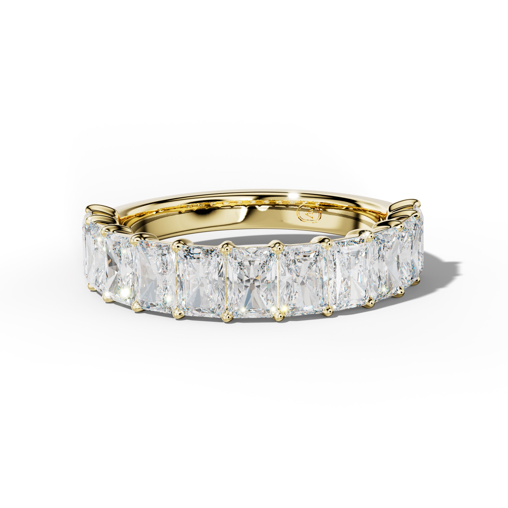 3.0 Carat Radiant Diamond Half Anniversary Band Shared Prong Low-Set Design