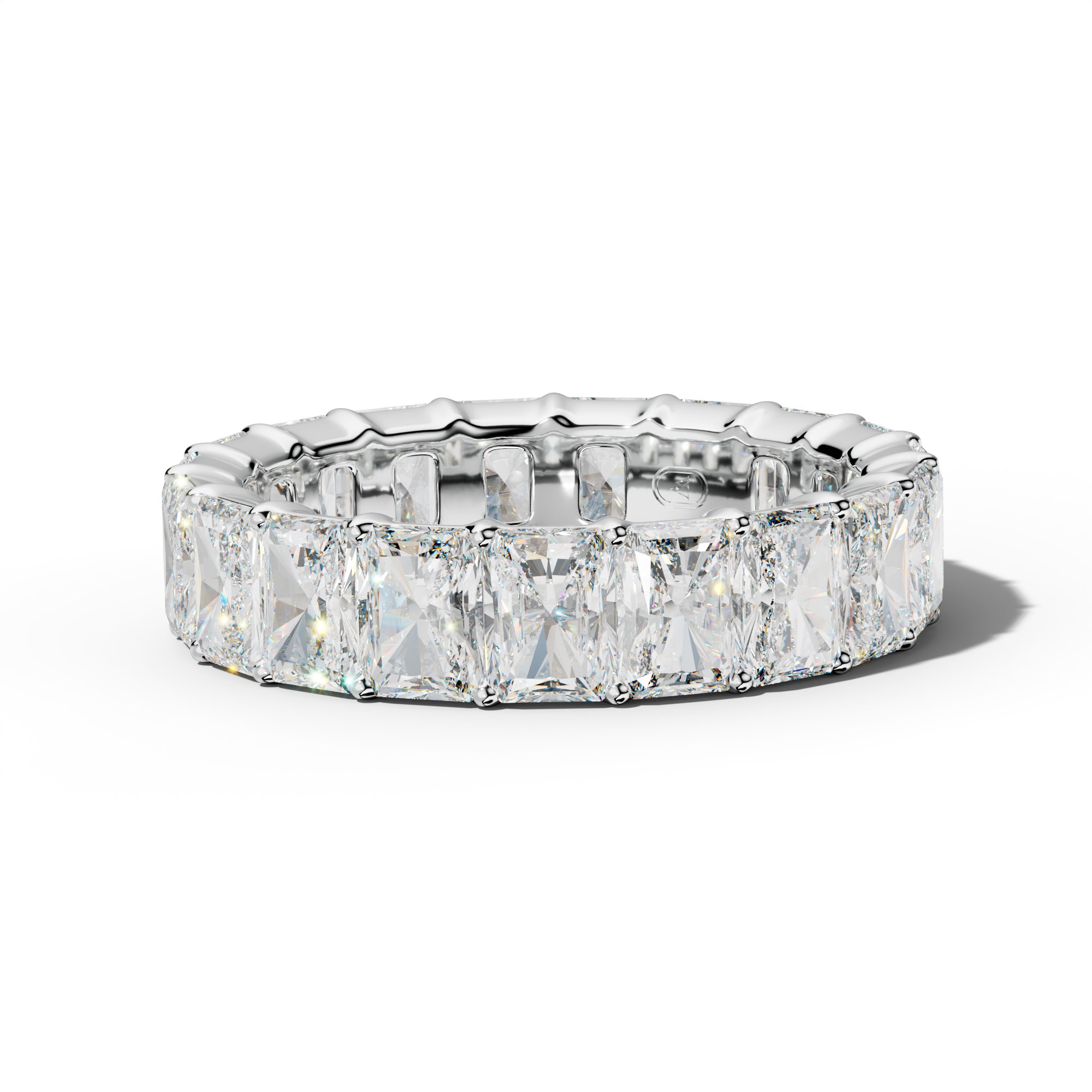 8.0 Carat Radiant Diamond Eternity Band Shared Prong Low-Set Design