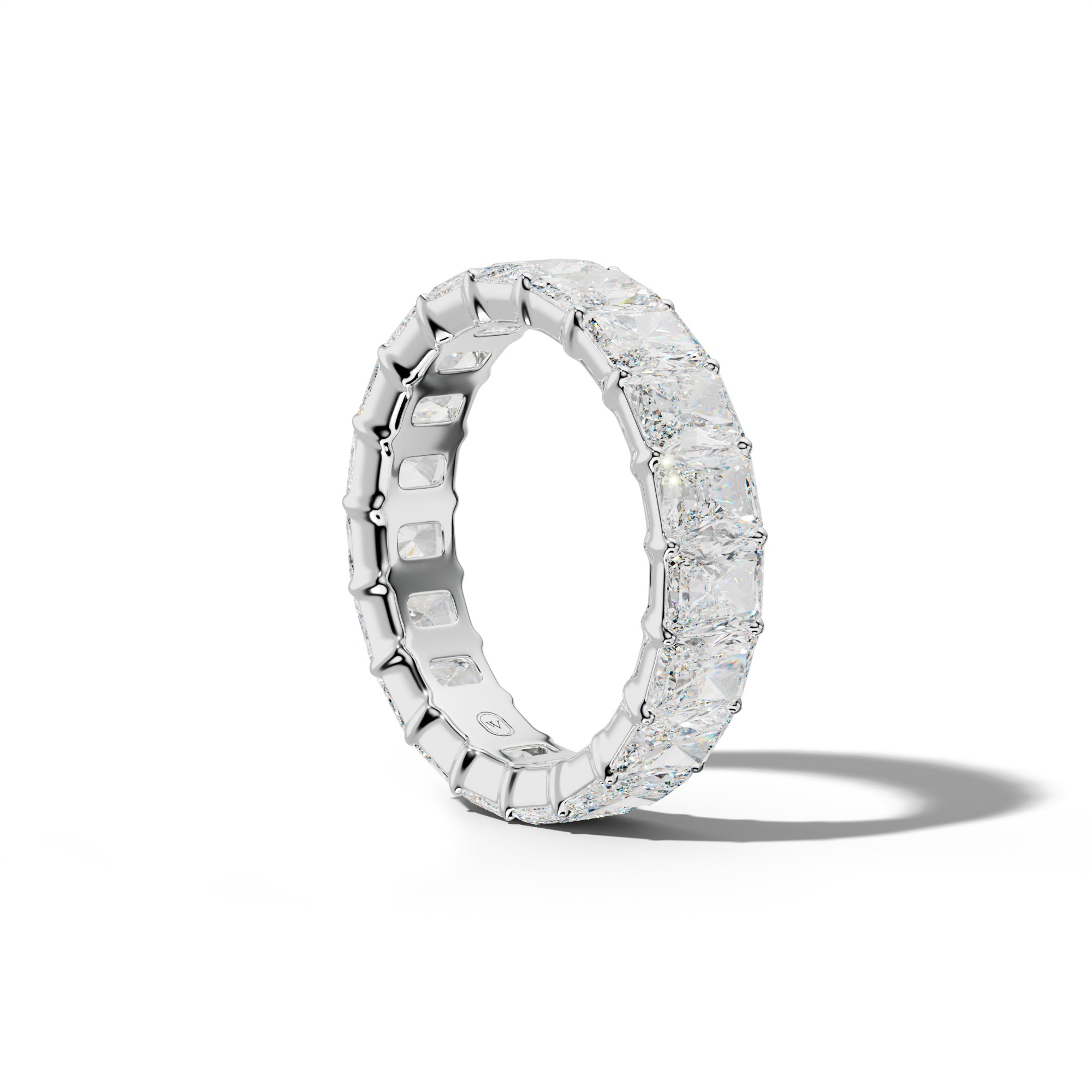 8.0 Carat Radiant Diamond Eternity Band Shared Prong Low-Set Design