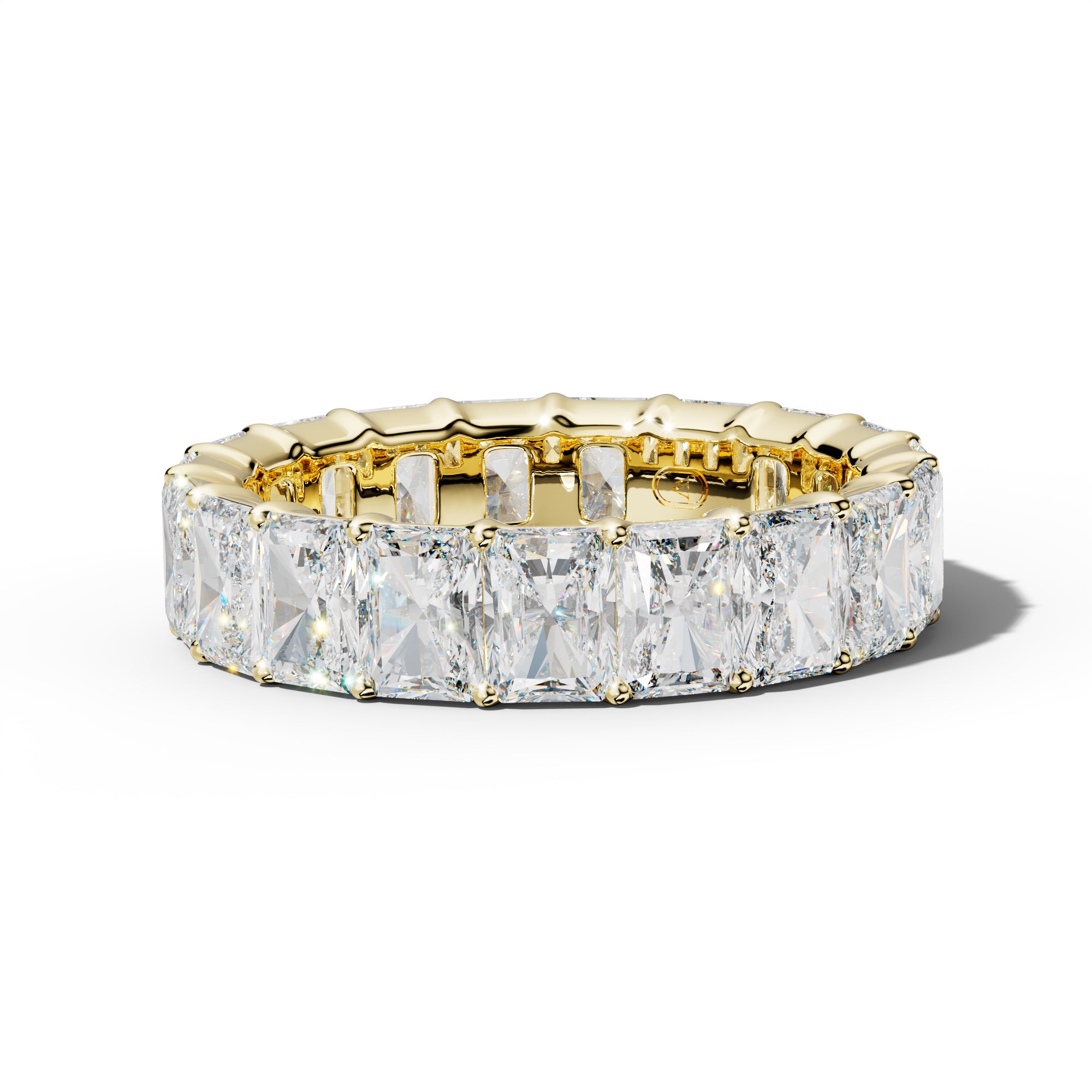 8.0 Carat Radiant Diamond Eternity Band Shared Prong Low-Set Design