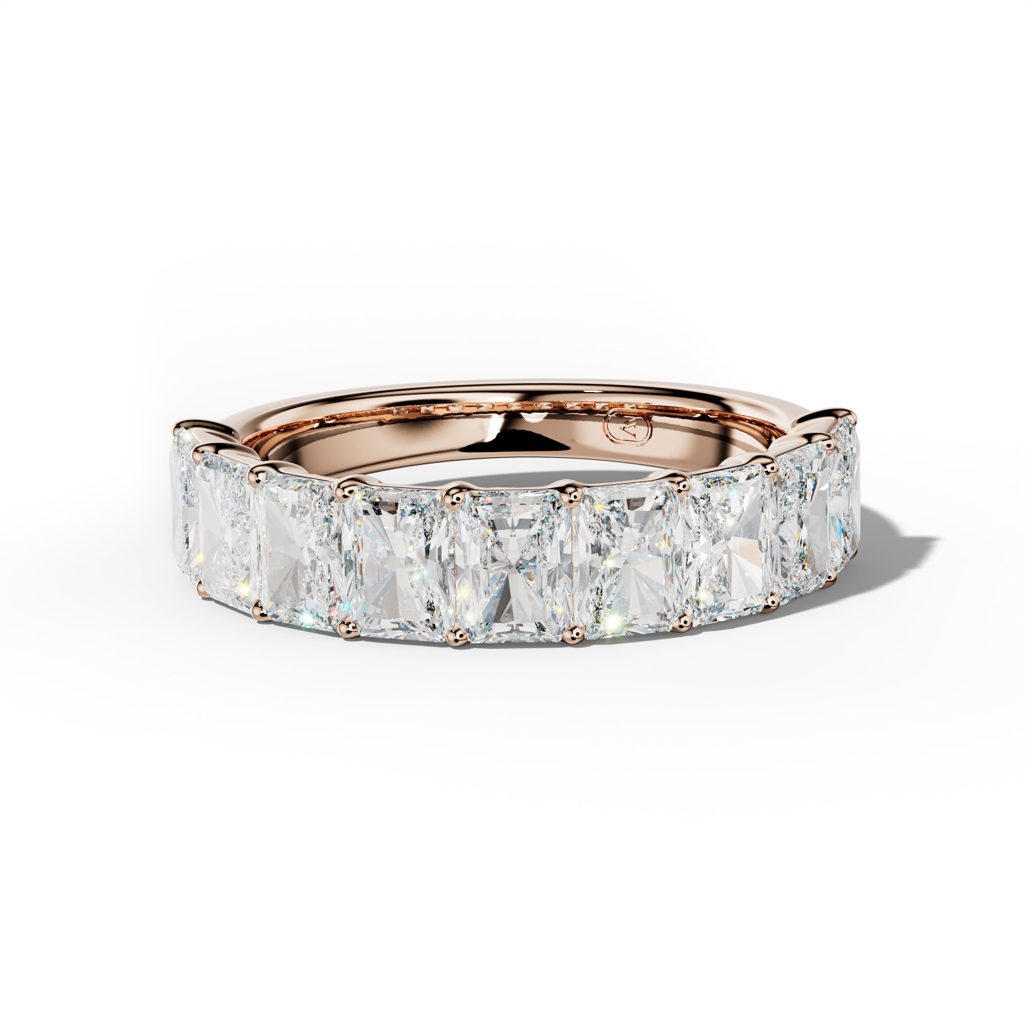 4.0 Carat Radiant Diamond Half Anniversary Band Shared Prong Low-Set Design