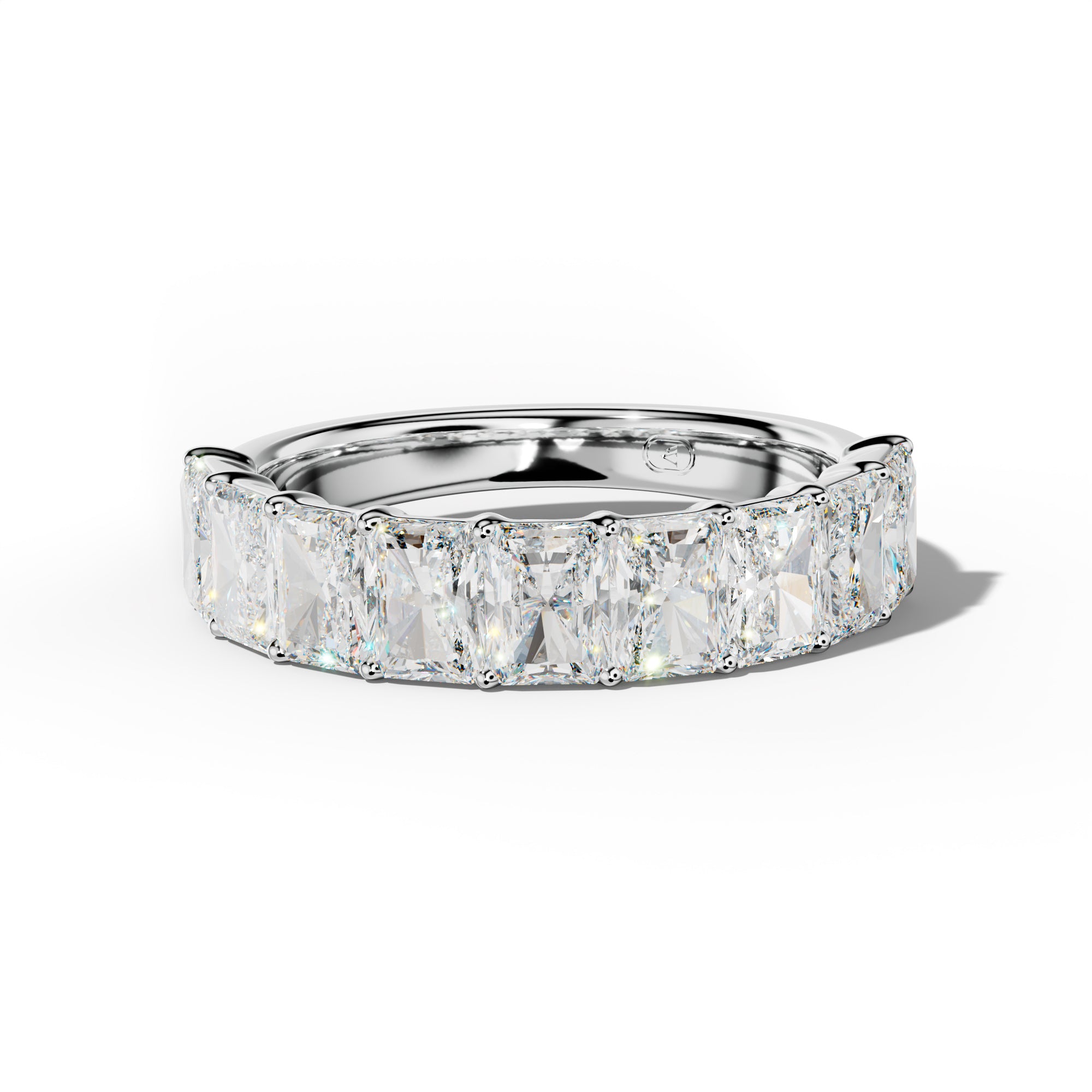 4.0 Carat Radiant Diamond Half Anniversary Band Shared Prong Low-Set Design