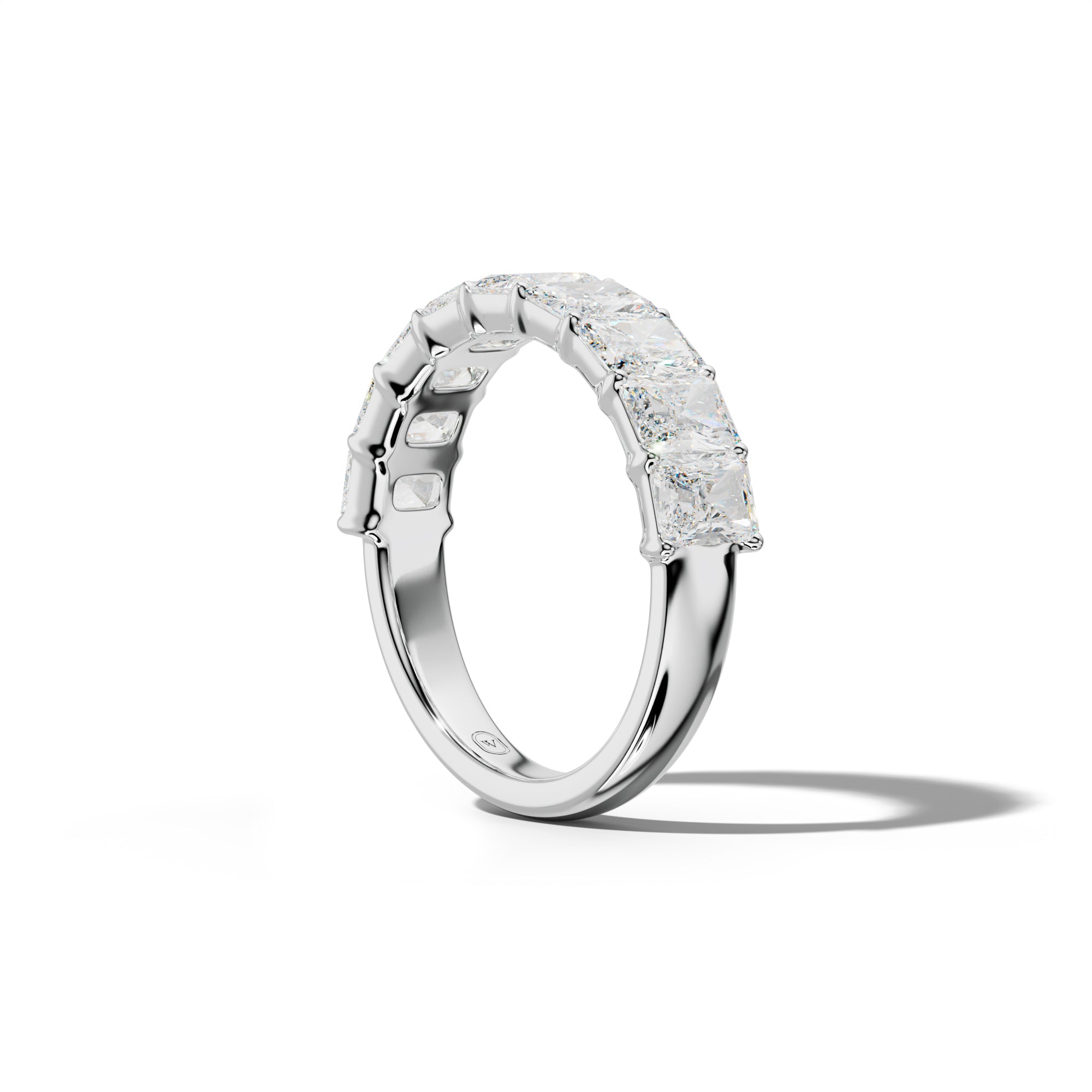 4.0 Carat Radiant Diamond Half Anniversary Band Shared Prong Low-Set Design