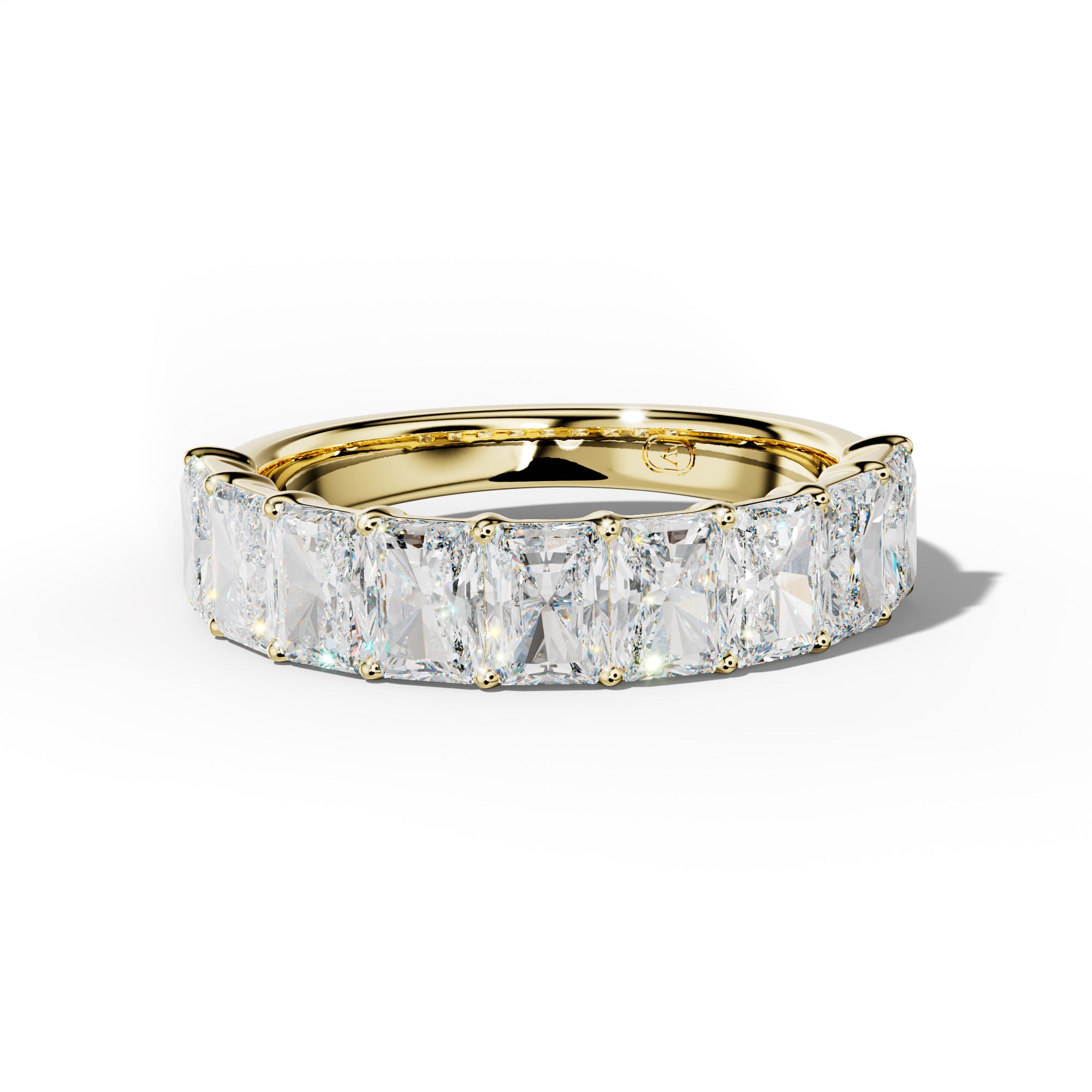 4.0 Carat Radiant Diamond Half Anniversary Band Shared Prong Low-Set Design