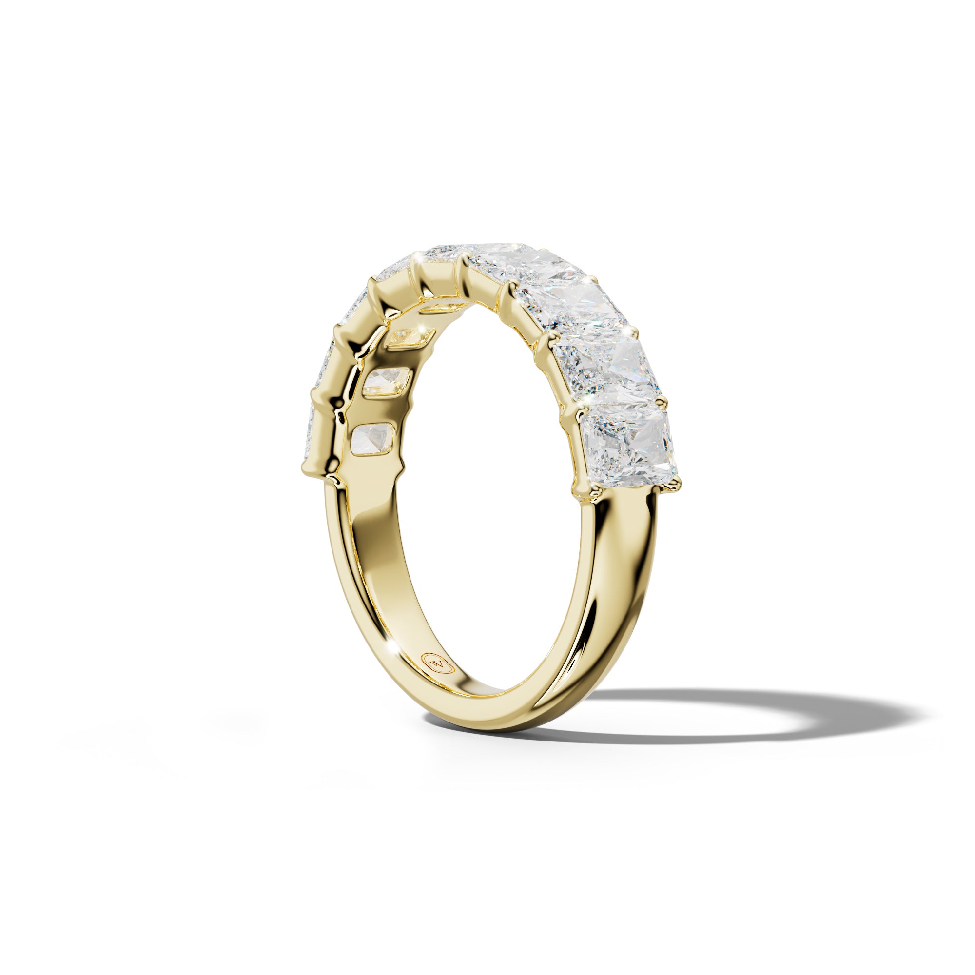 4.0 Carat Radiant Diamond Half Anniversary Band Shared Prong Low-Set Design
