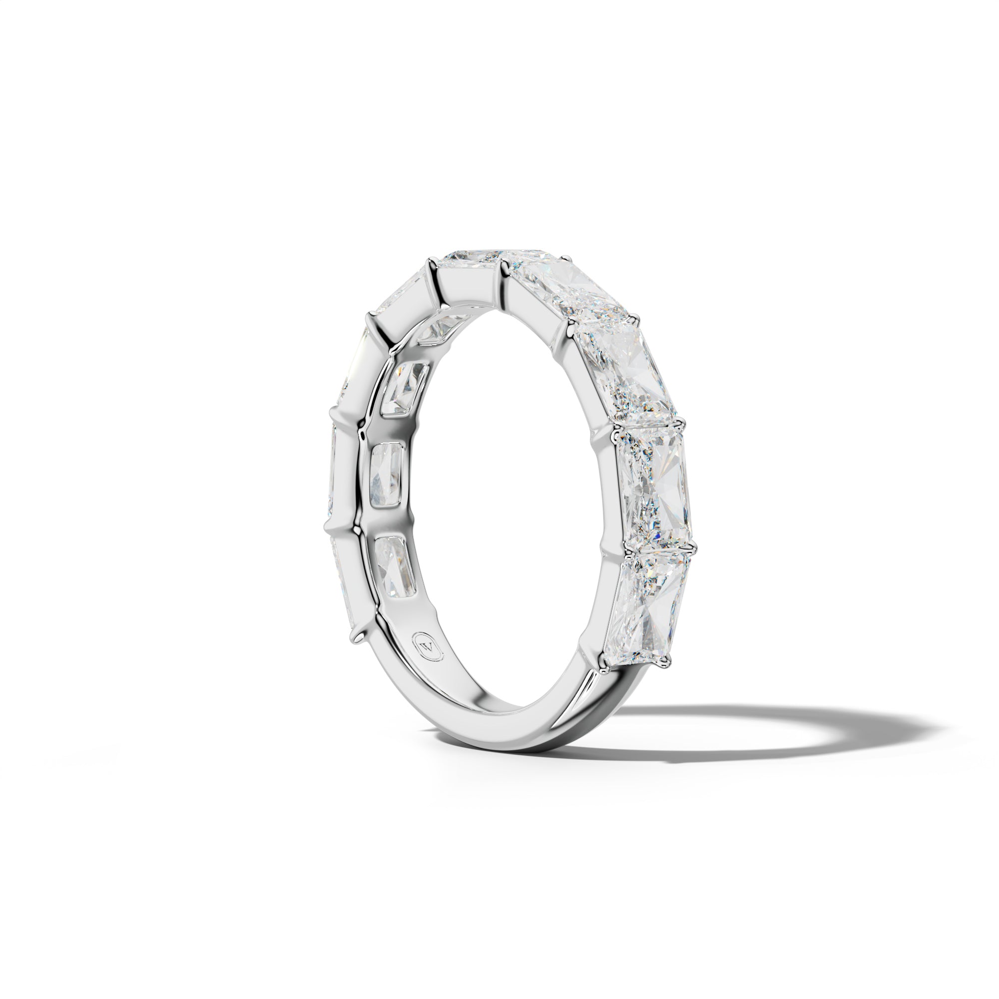 4.0 Carat East West Radiant Diamond 3/4 Anniversary Band Shared Prong Low-Set Design