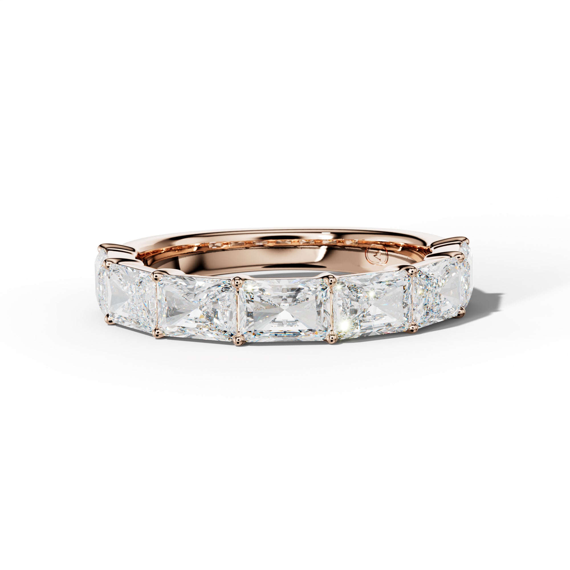 3.0 Carat East West Radiant Diamond Half Anniversary Band Shared Prong Low-Set Design