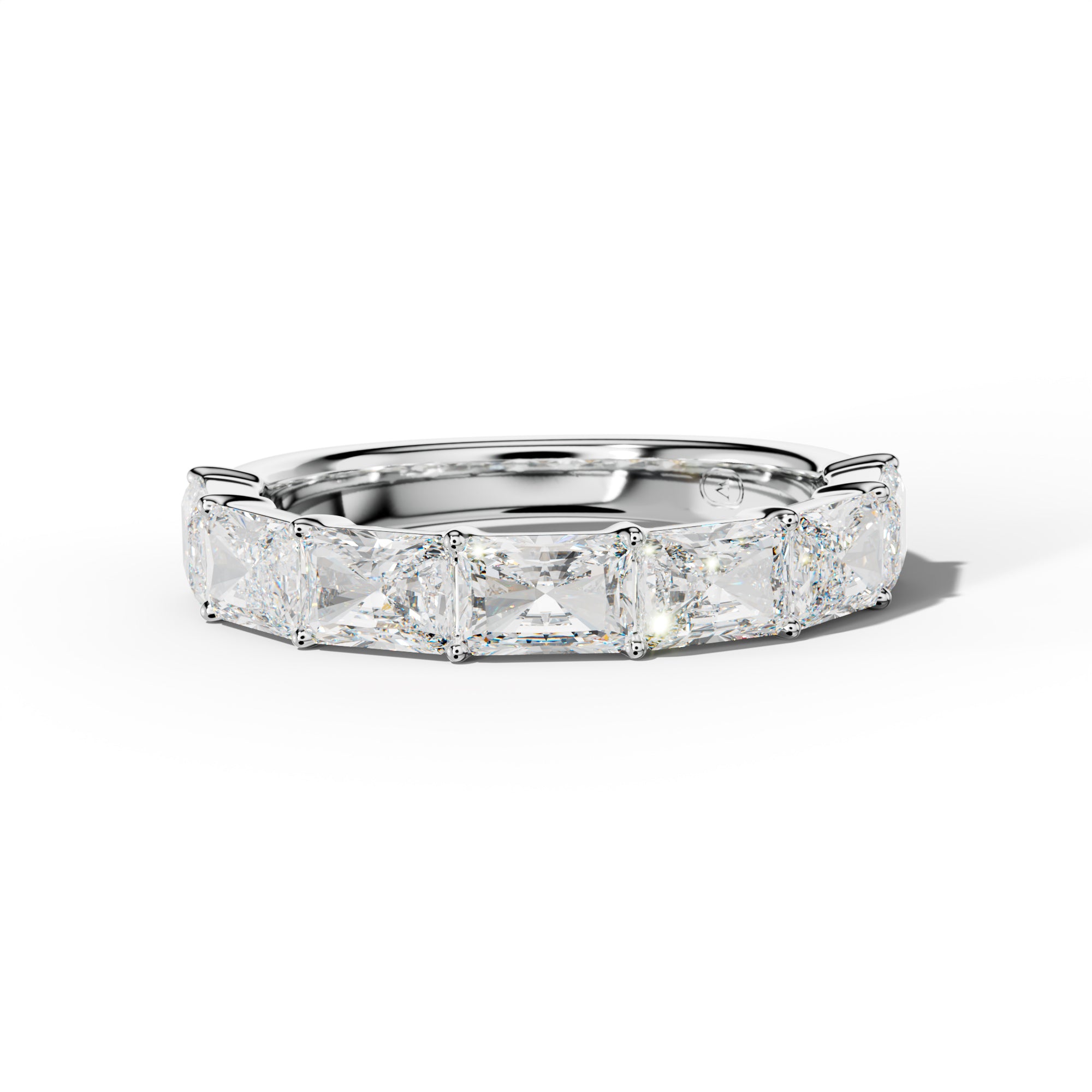 3.0 Carat East West Radiant Diamond Half Anniversary Band Shared Prong Low-Set Design