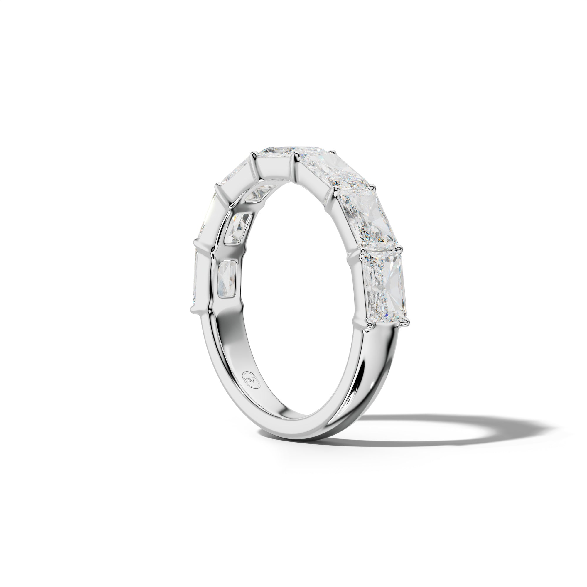 3.0 Carat East West Radiant Diamond Half Anniversary Band Shared Prong Low-Set Design