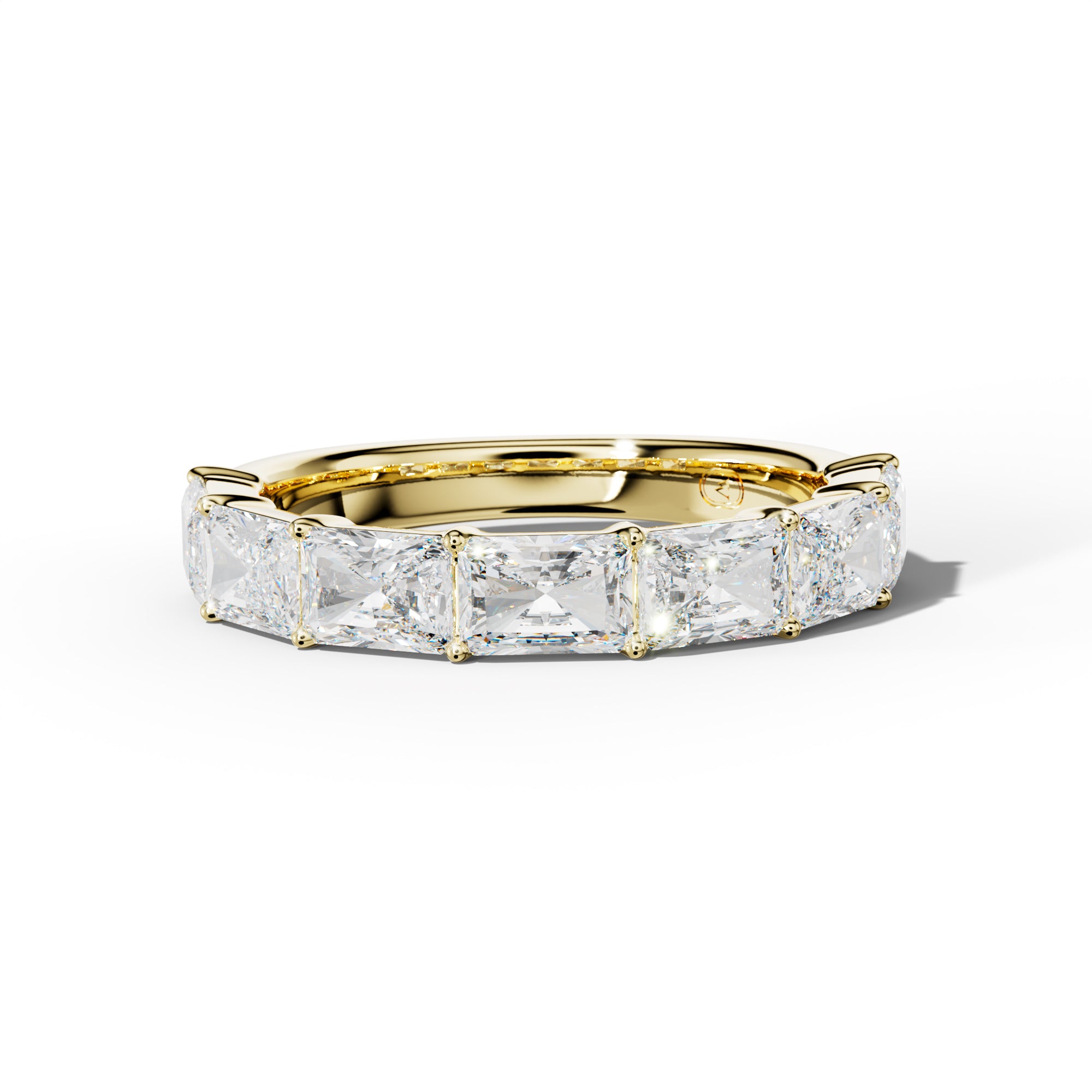 3.0 Carat East West Radiant Diamond Half Anniversary Band Shared Prong Low-Set Design