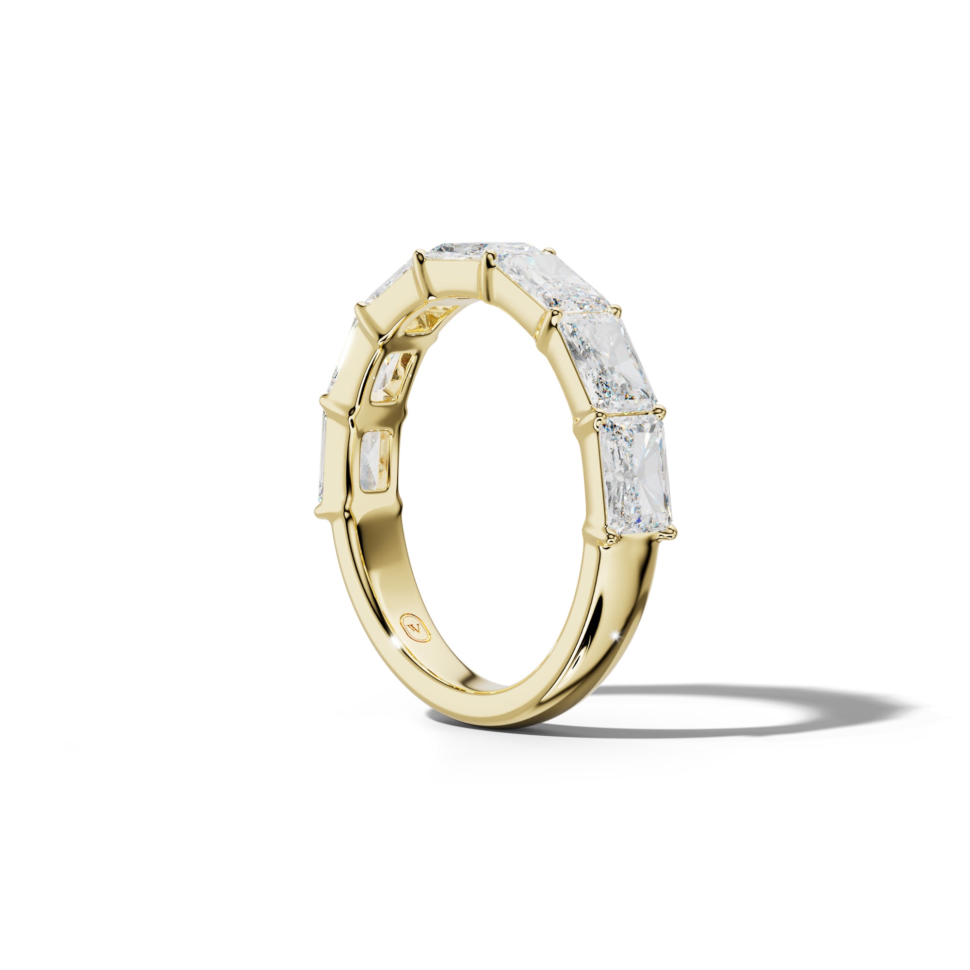 3.0 Carat East West Radiant Diamond Half Anniversary Band Shared Prong Low-Set Design