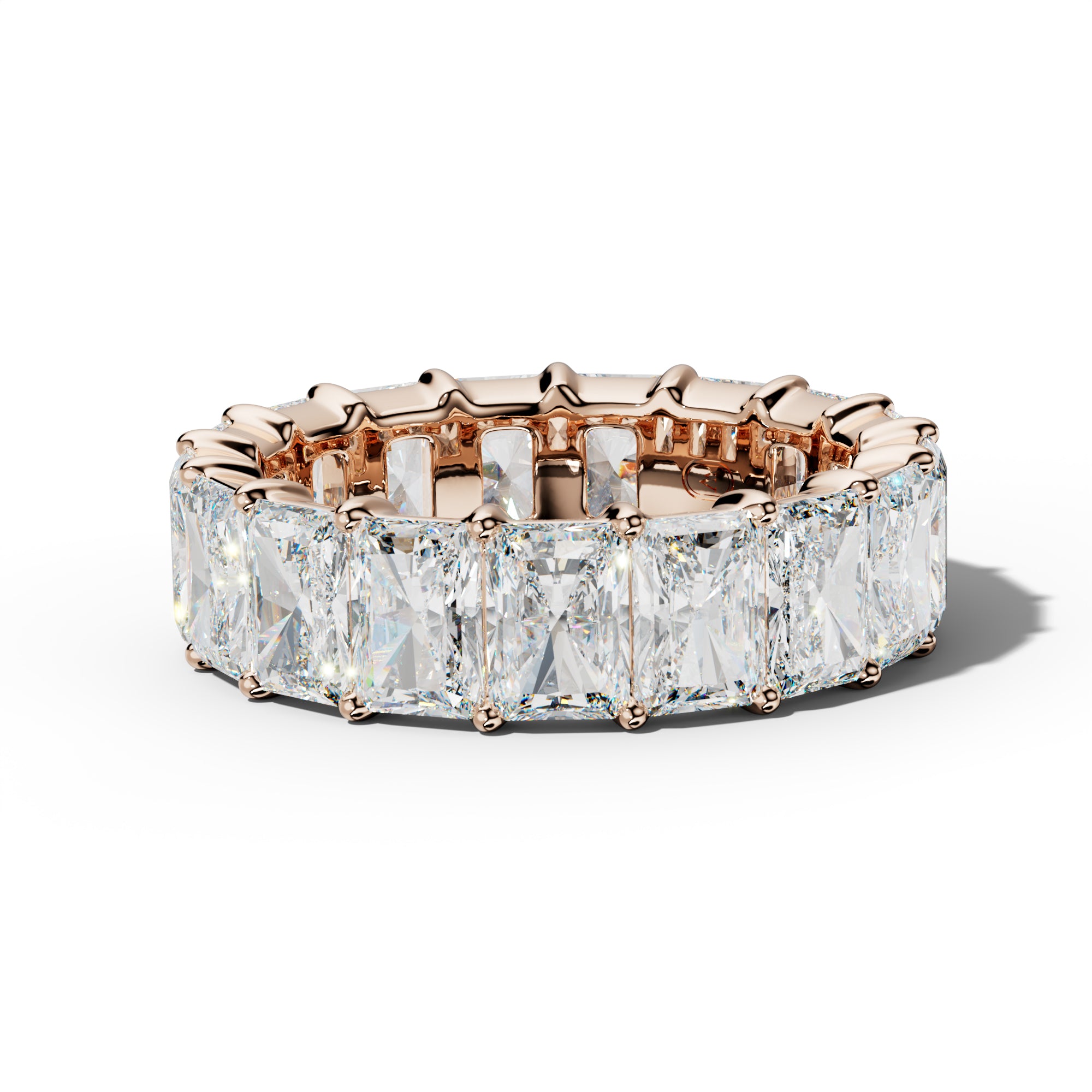 9.0 Carat Radiant Diamond Eternity Band Shared Prong Low-Set Design
