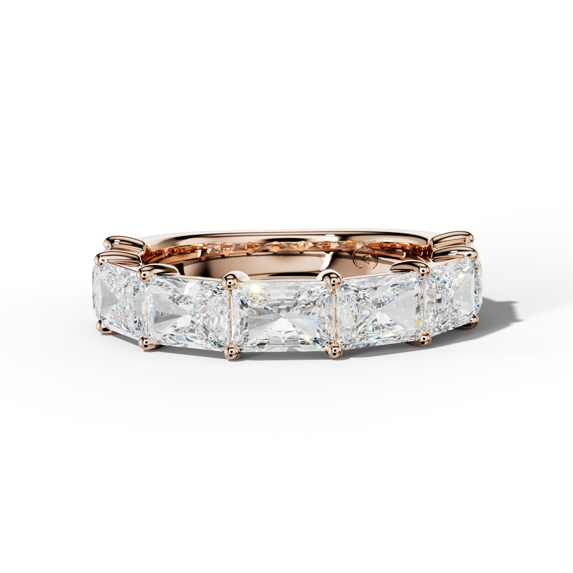 4.0 Carat East West Radiant Diamond Half Anniversary Band Shared Prong Low-Set Design