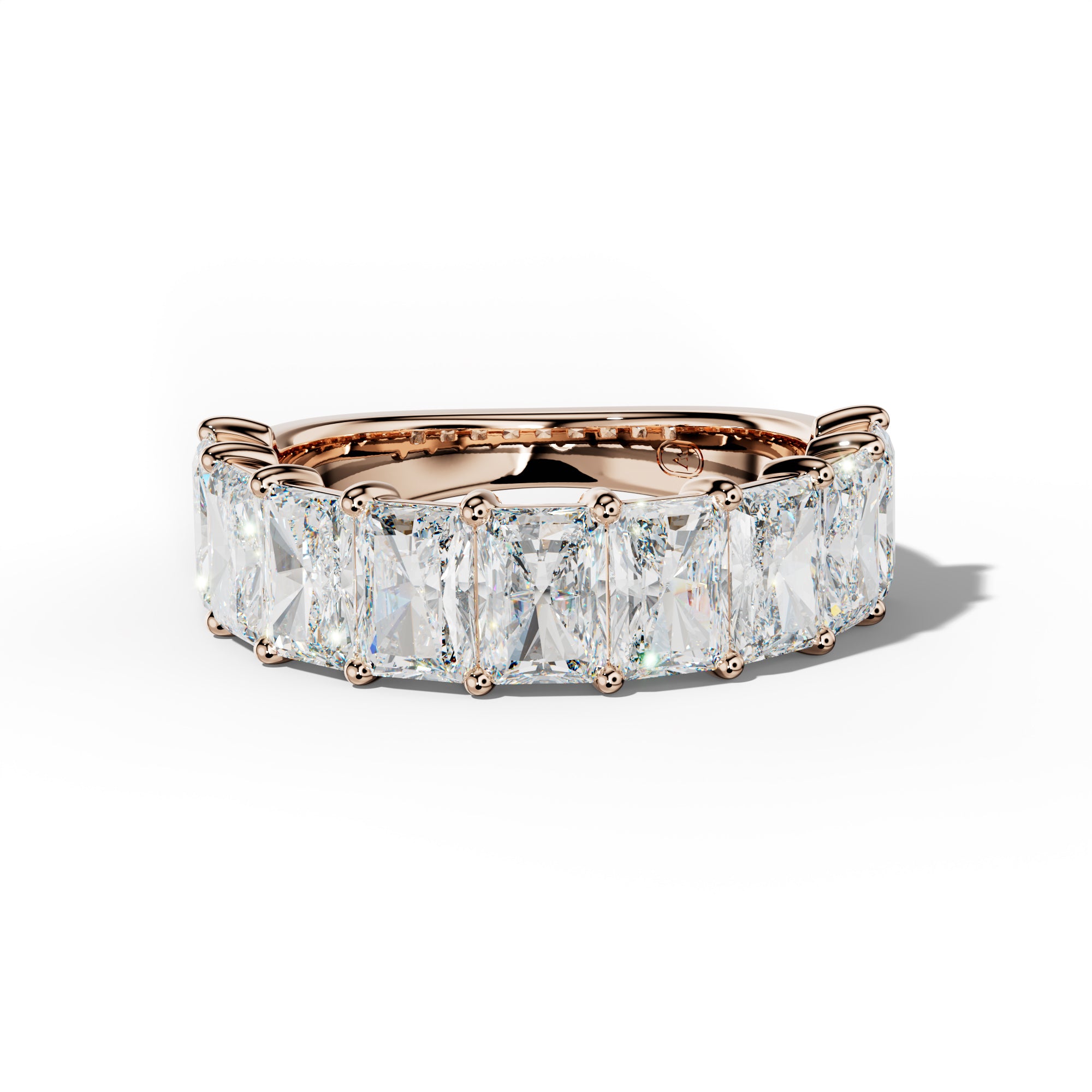 5.0 Carat Radiant Diamond Half Anniversary Band Shared Prong Low-Set Design
