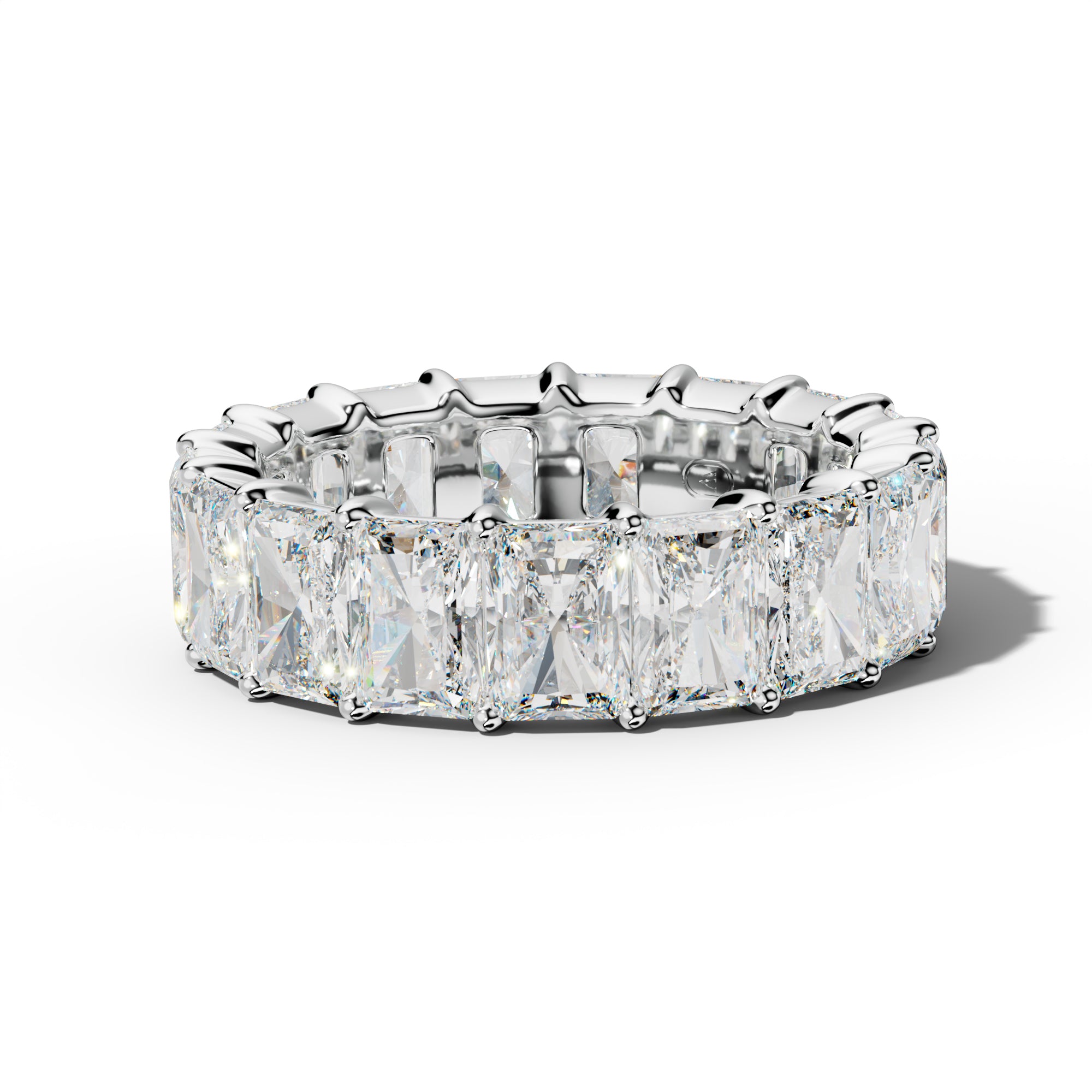 9.0 Carat Radiant Diamond Eternity Band Shared Prong Low-Set Design