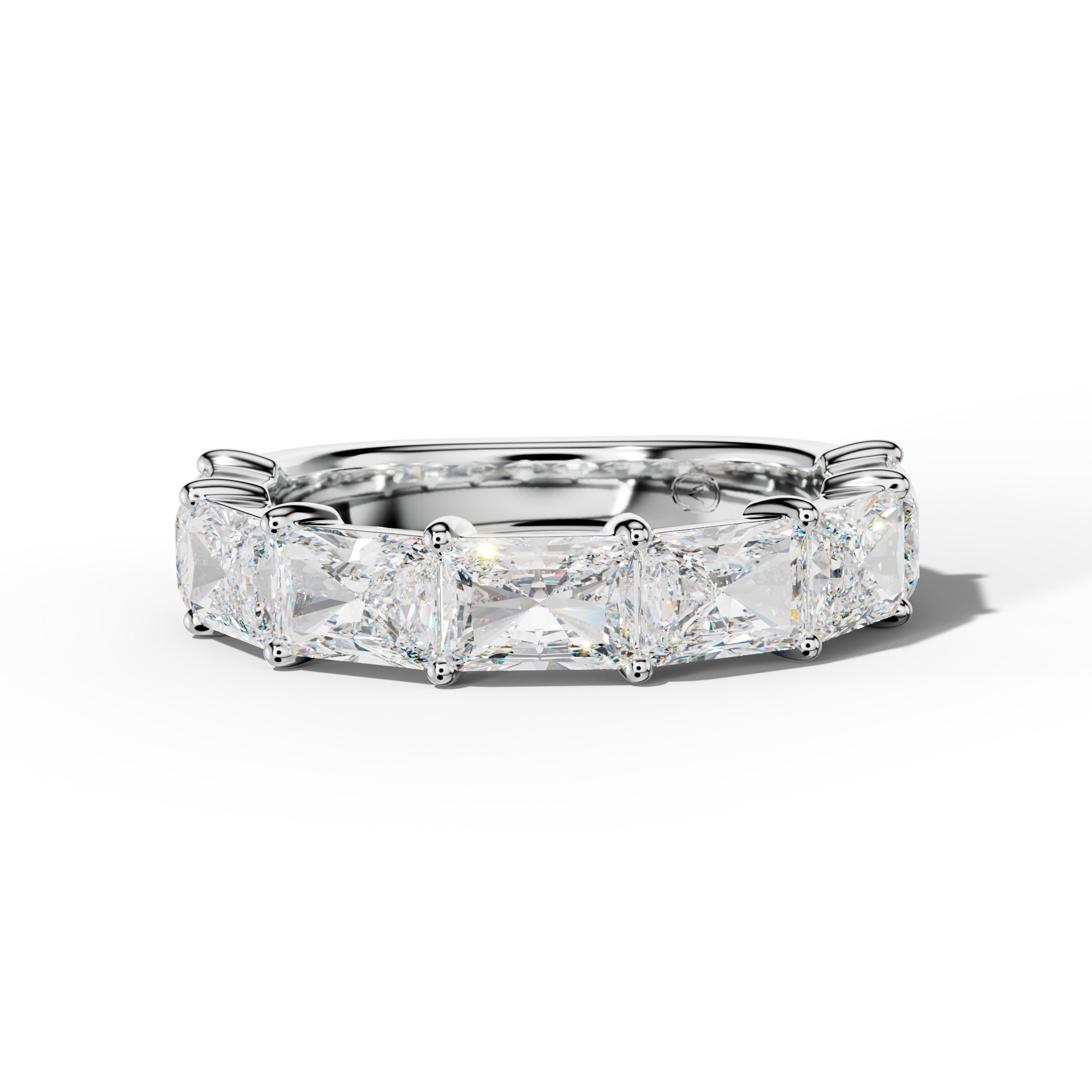 4.0 Carat East West Radiant Diamond Half Anniversary Band Shared Prong Low-Set Design