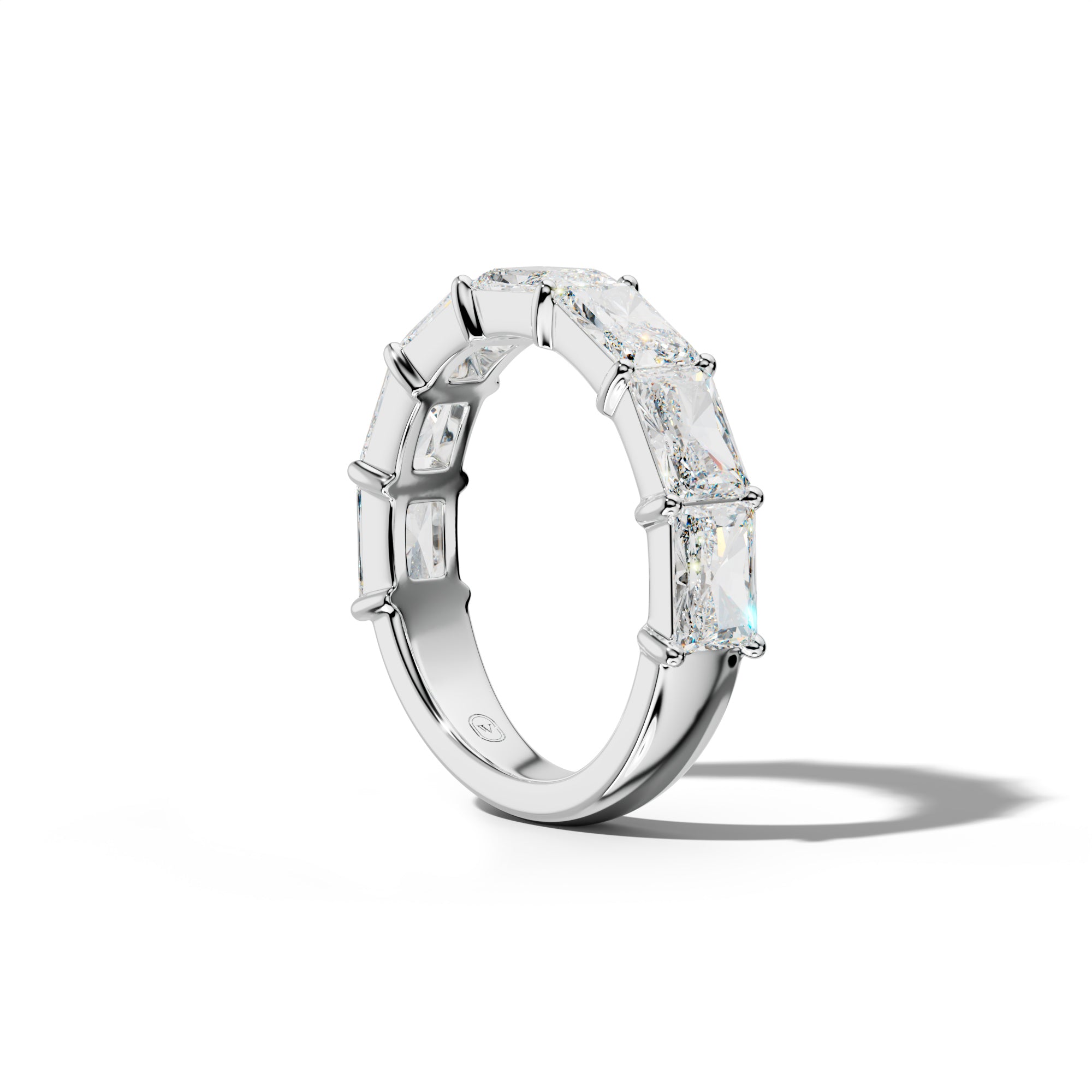 4.0 Carat East West Radiant Diamond Half Anniversary Band Shared Prong Low-Set Design