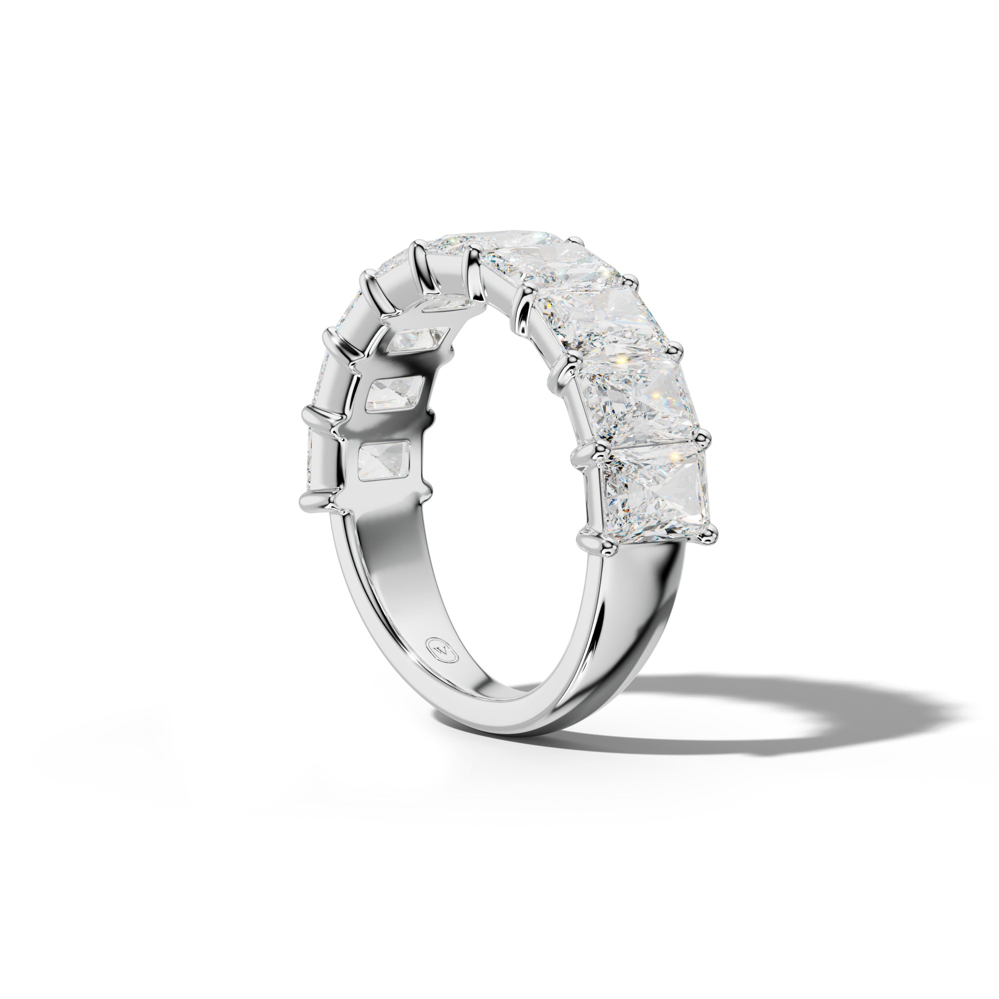 5.0 Carat Radiant Diamond Half Anniversary Band Shared Prong Low-Set Design