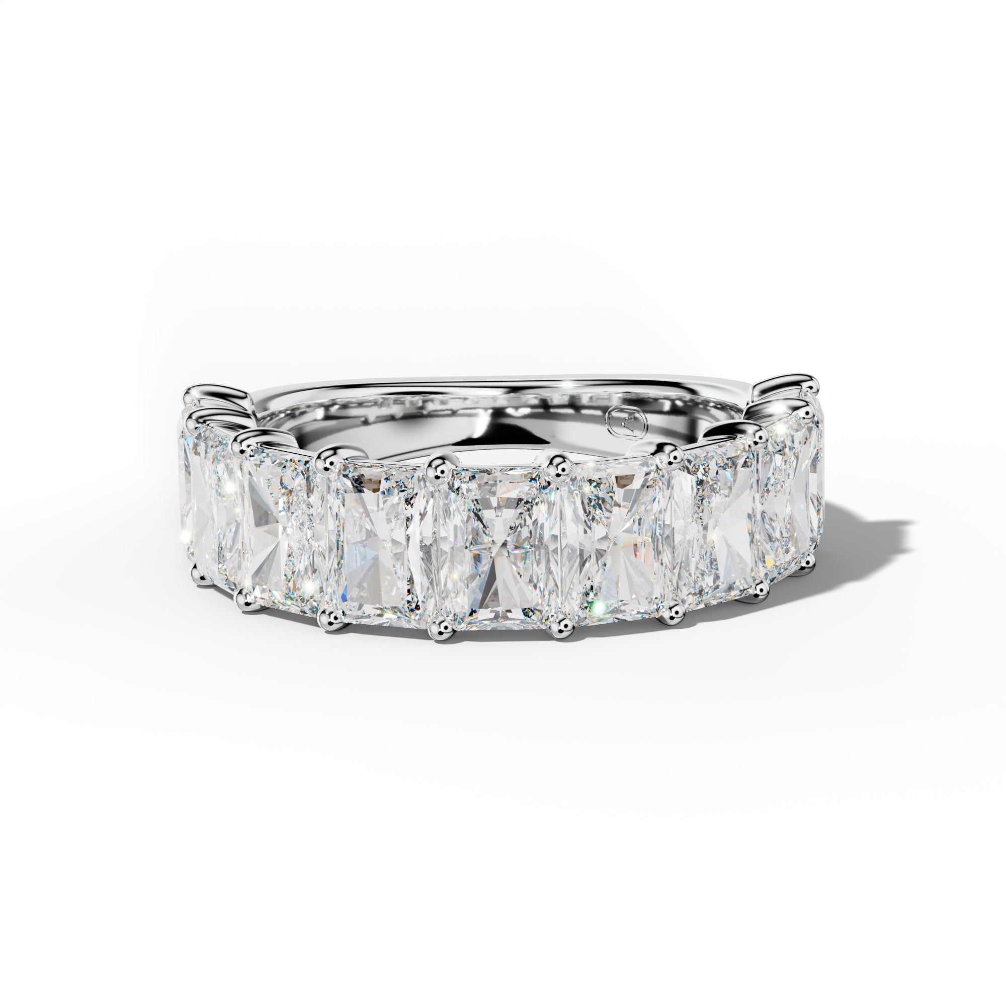 5.0 Carat Radiant Diamond Half Anniversary Band Shared Prong Low-Set Design