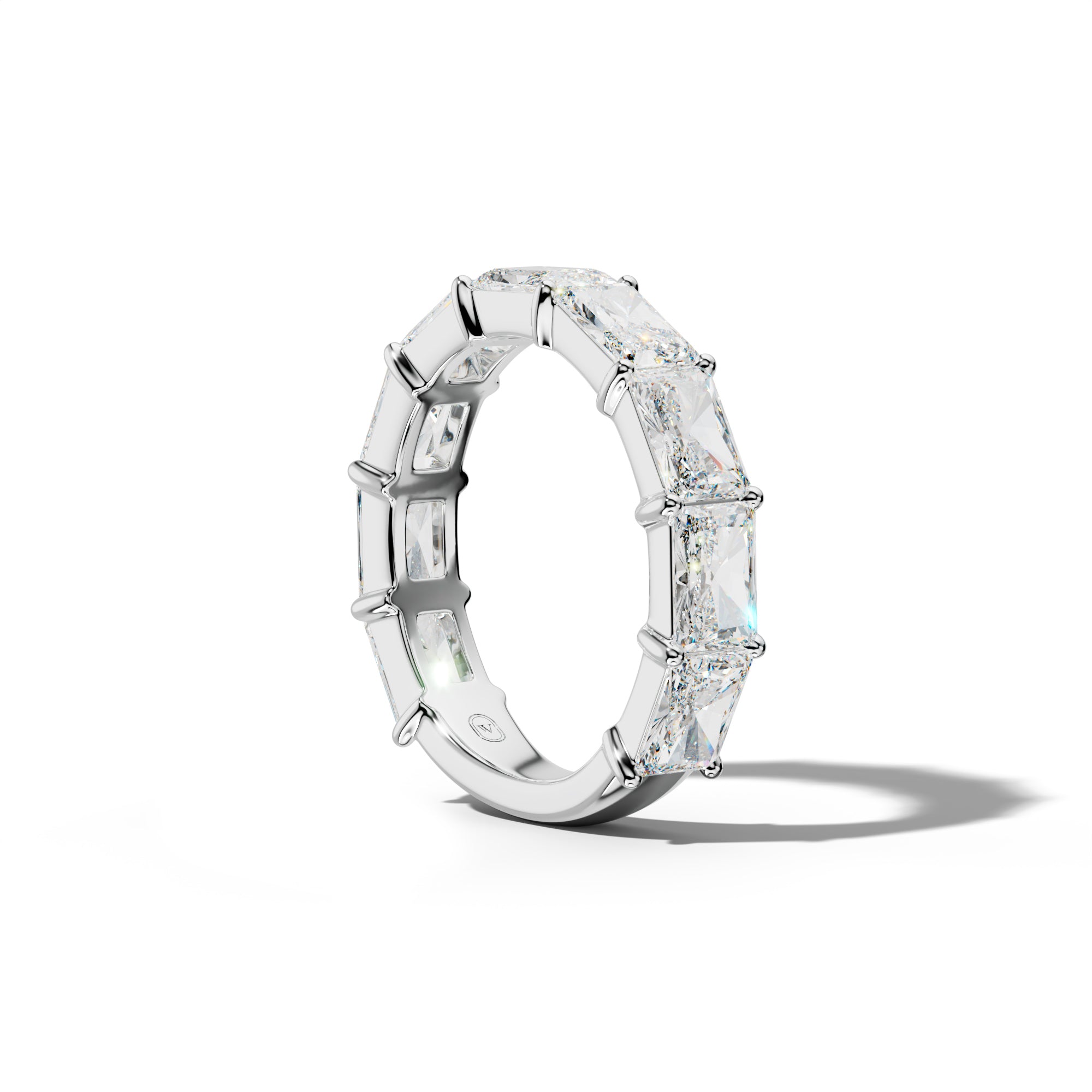 5.0 Carat East West Radiant Diamond 3/4 Anniversary Band Shared Prong Low-Set Design