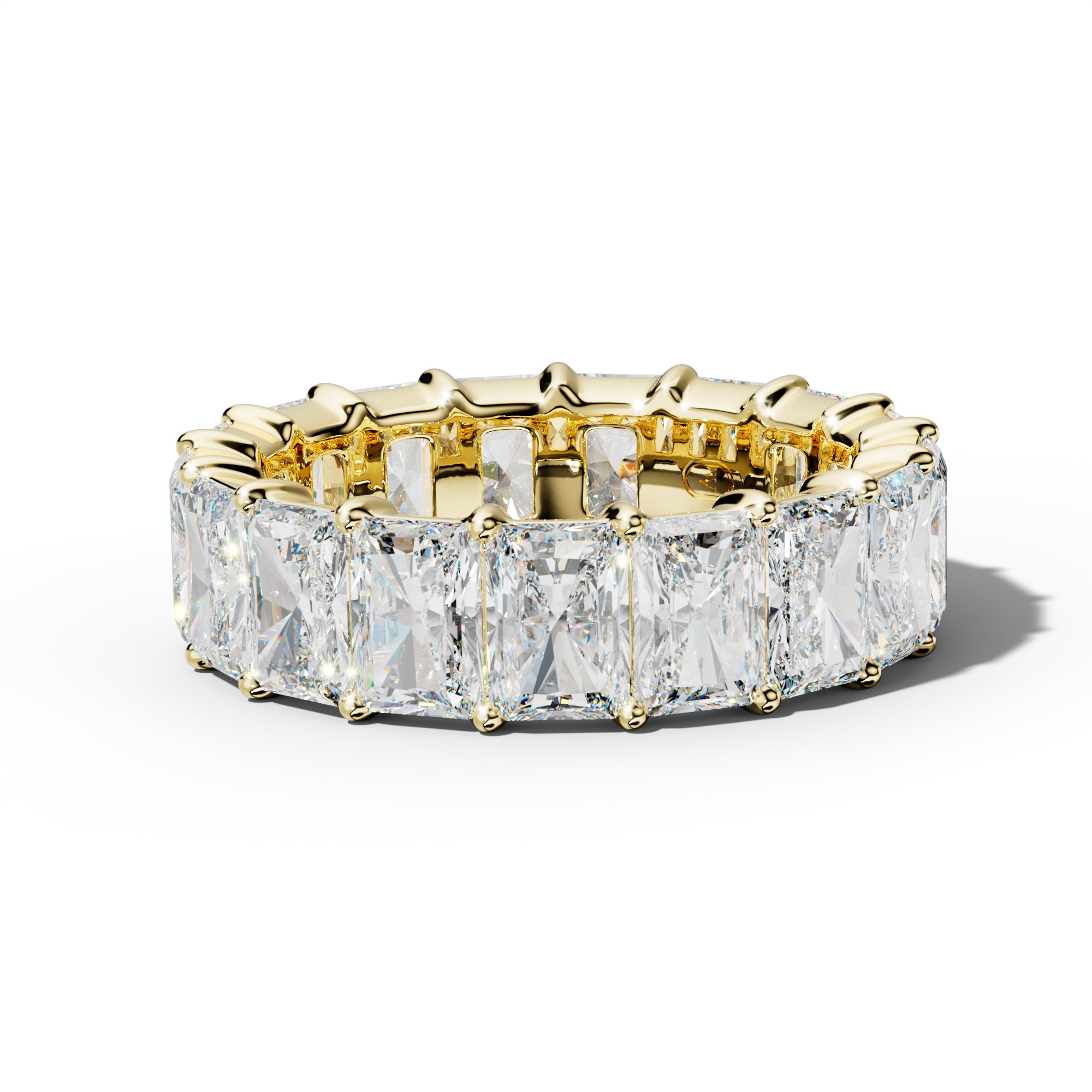 9.0 Carat Radiant Diamond Eternity Band Shared Prong Low-Set Design