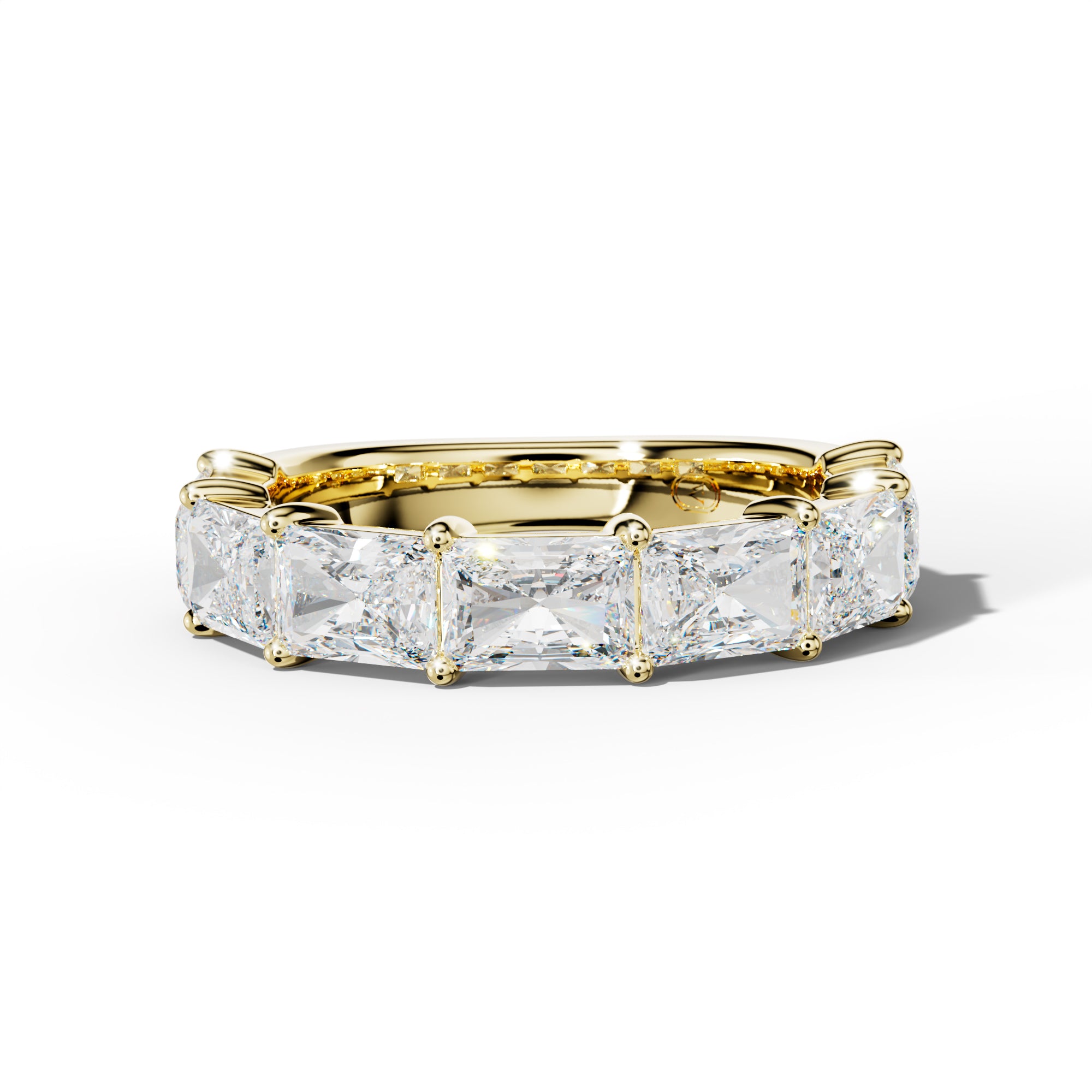 4.0 Carat East West Radiant Diamond Half Anniversary Band Shared Prong Low-Set Design