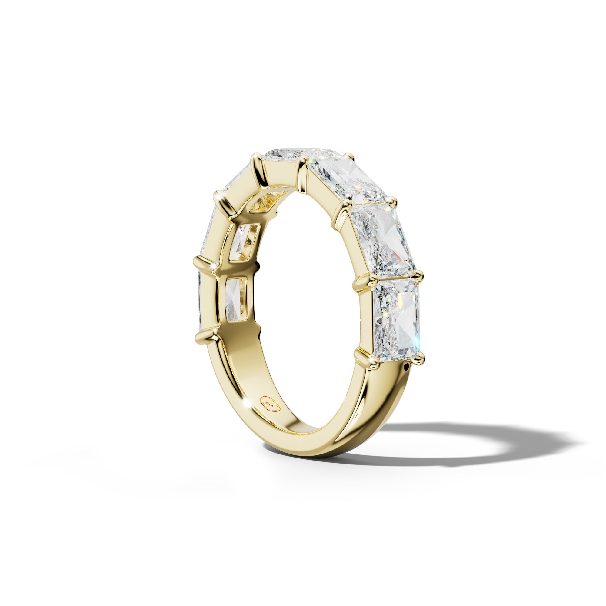 4.0 Carat East West Radiant Diamond Half Anniversary Band Shared Prong Low-Set Design