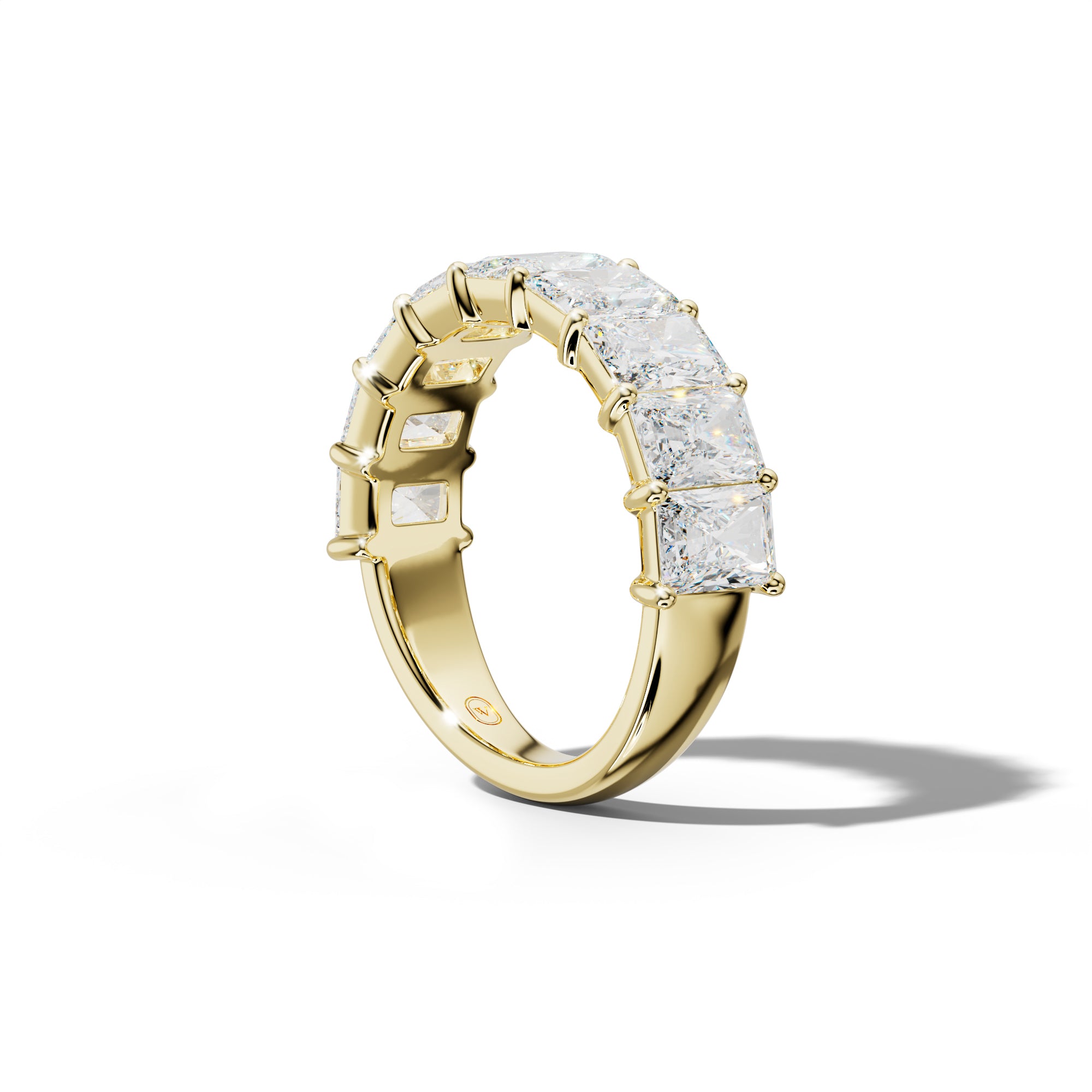 5.0 Carat Radiant Diamond Half Anniversary Band Shared Prong Low-Set Design