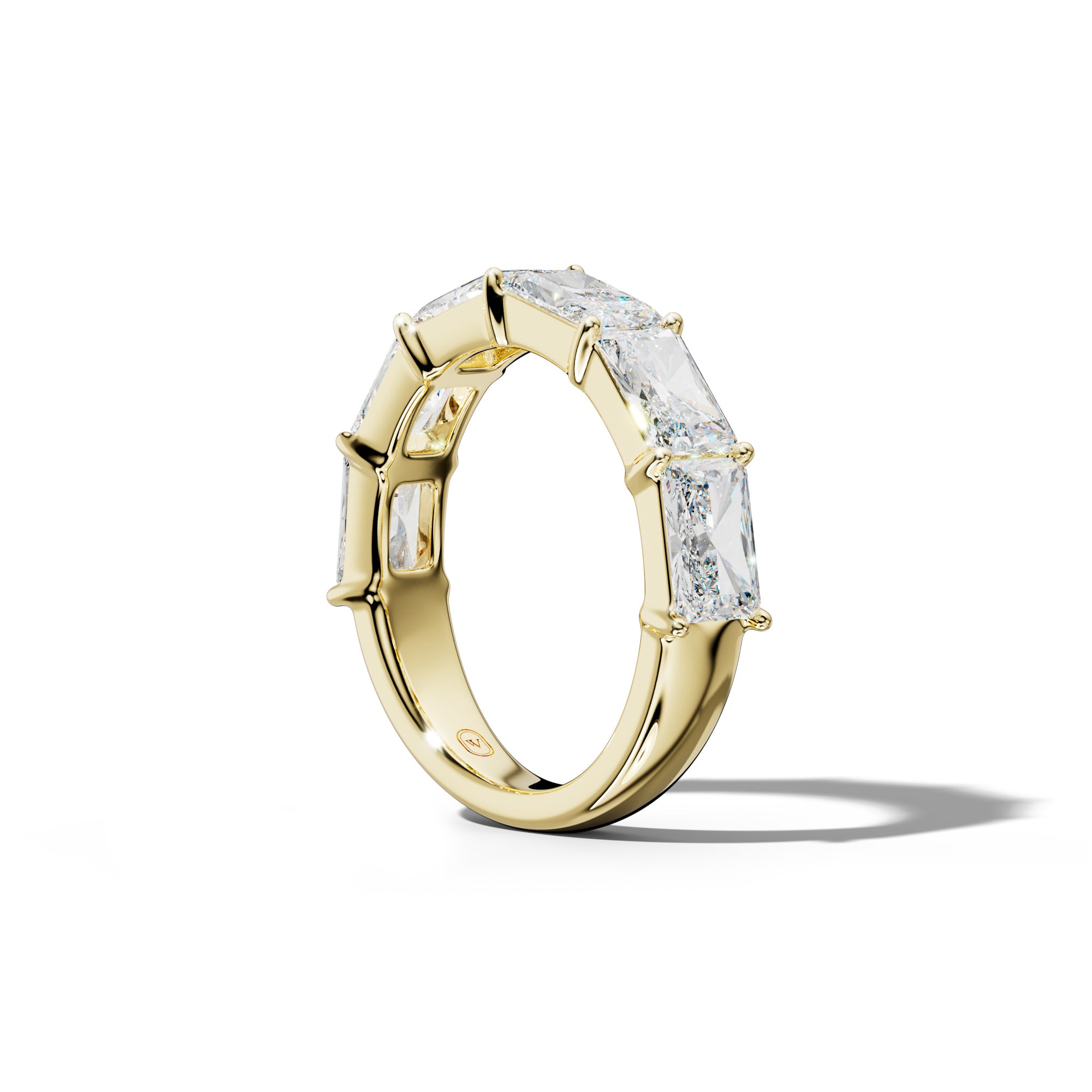 5.0 Carat East West Radiant Diamond Half Anniversary Band Shared Prong Low-Set Design