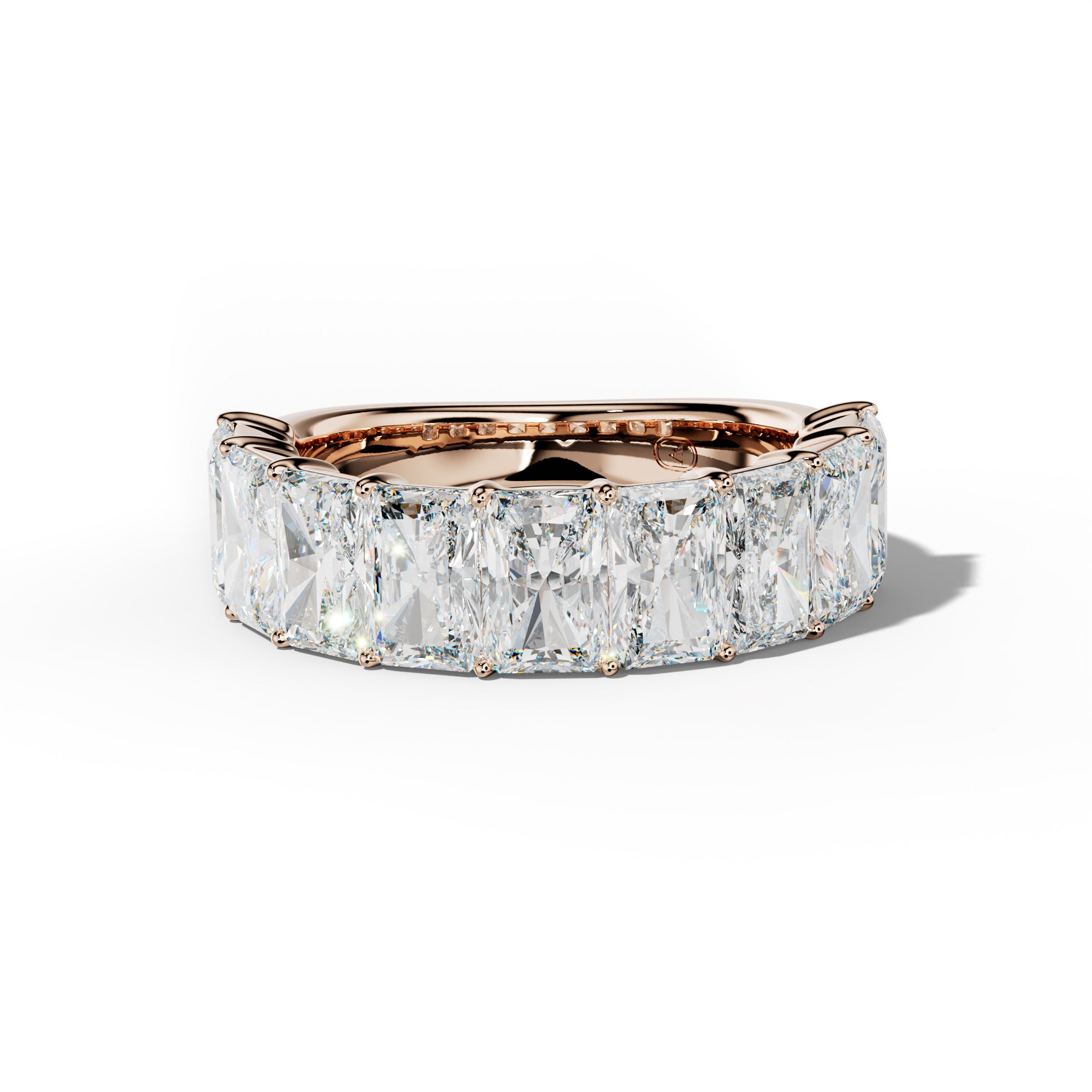 6.0 Carat Radiant Diamond Half Anniversary Band Shared Prong Low-Set Design