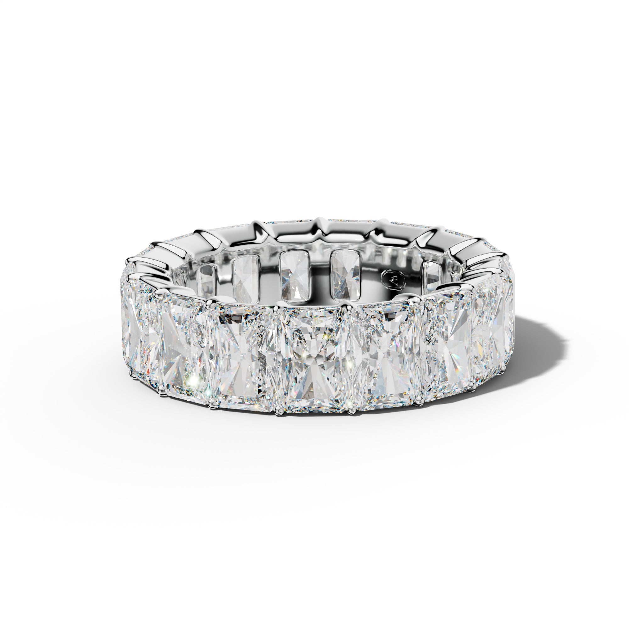 11.0 Carat Radiant Diamond Eternity Band Shared Prong Low-Set Design