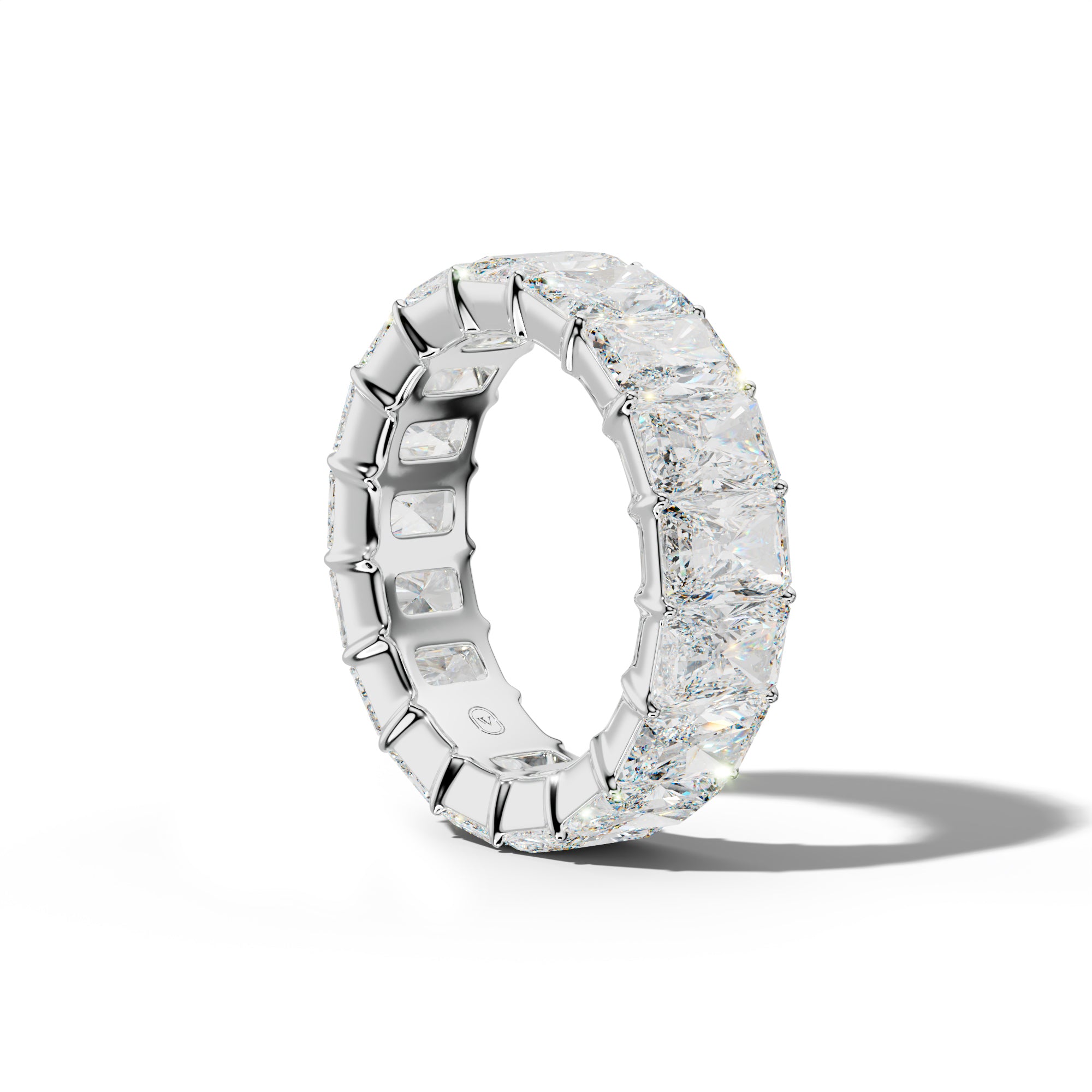 11.0 Carat Radiant Diamond Eternity Band Shared Prong Low-Set Design