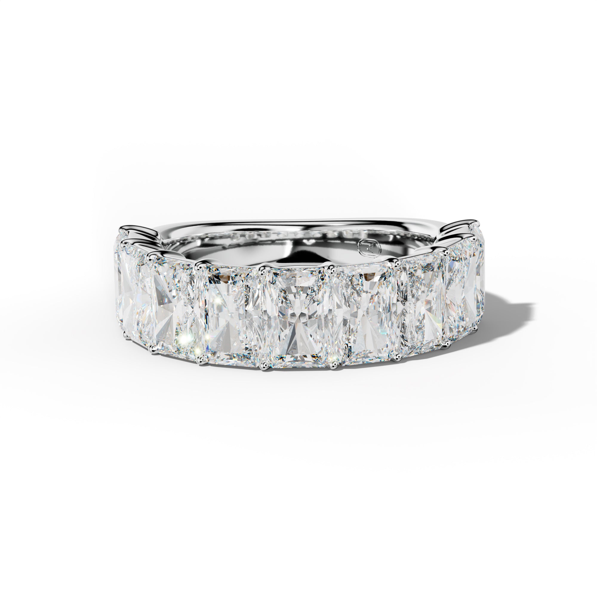 6.0 Carat Radiant Diamond Half Anniversary Band Shared Prong Low-Set Design