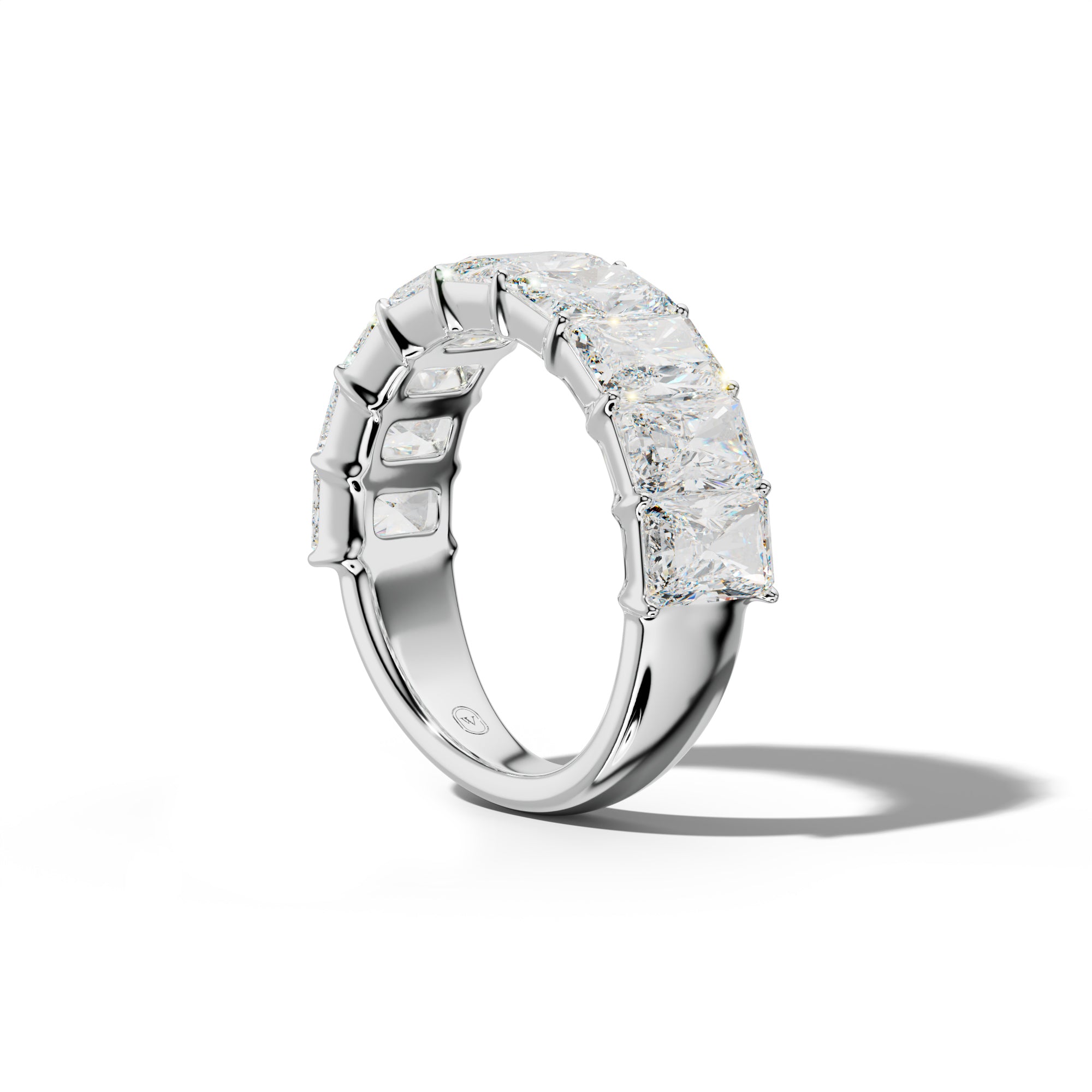 6.0 Carat Radiant Diamond Half Anniversary Band Shared Prong Low-Set Design