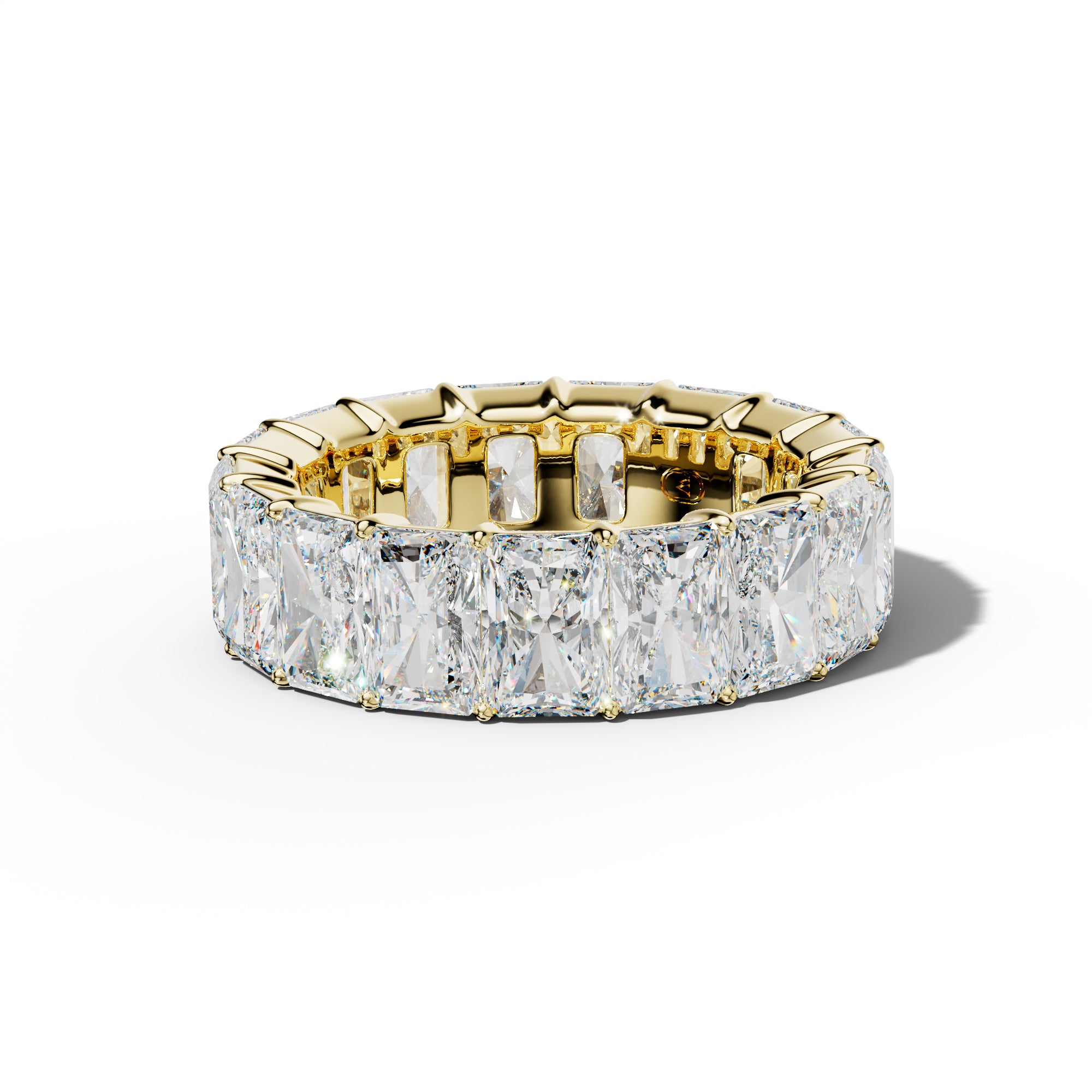 11.0 Carat Radiant Diamond Eternity Band Shared Prong Low-Set Design