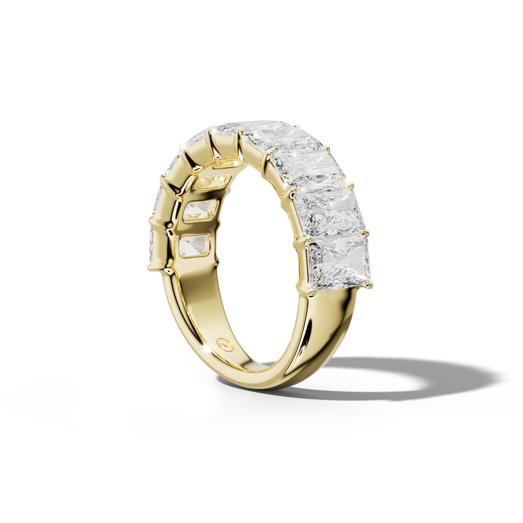 6.0 Carat Radiant Diamond Half Anniversary Band Shared Prong Low-Set Design