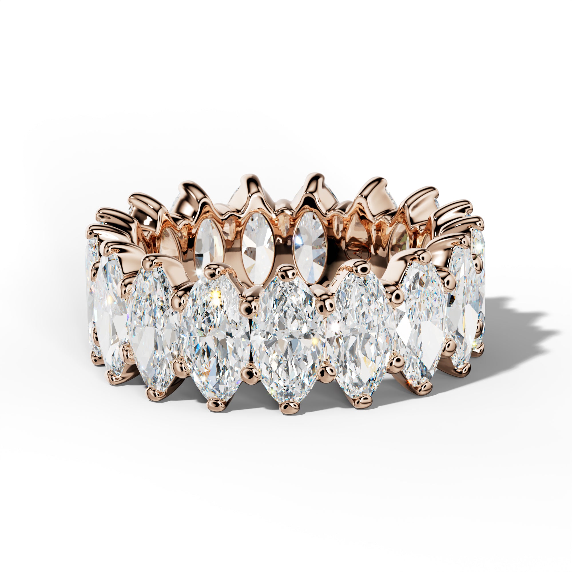 8.0 Carat Marquise Diamond Eternity Band Shared Prong  Low-Set Design
