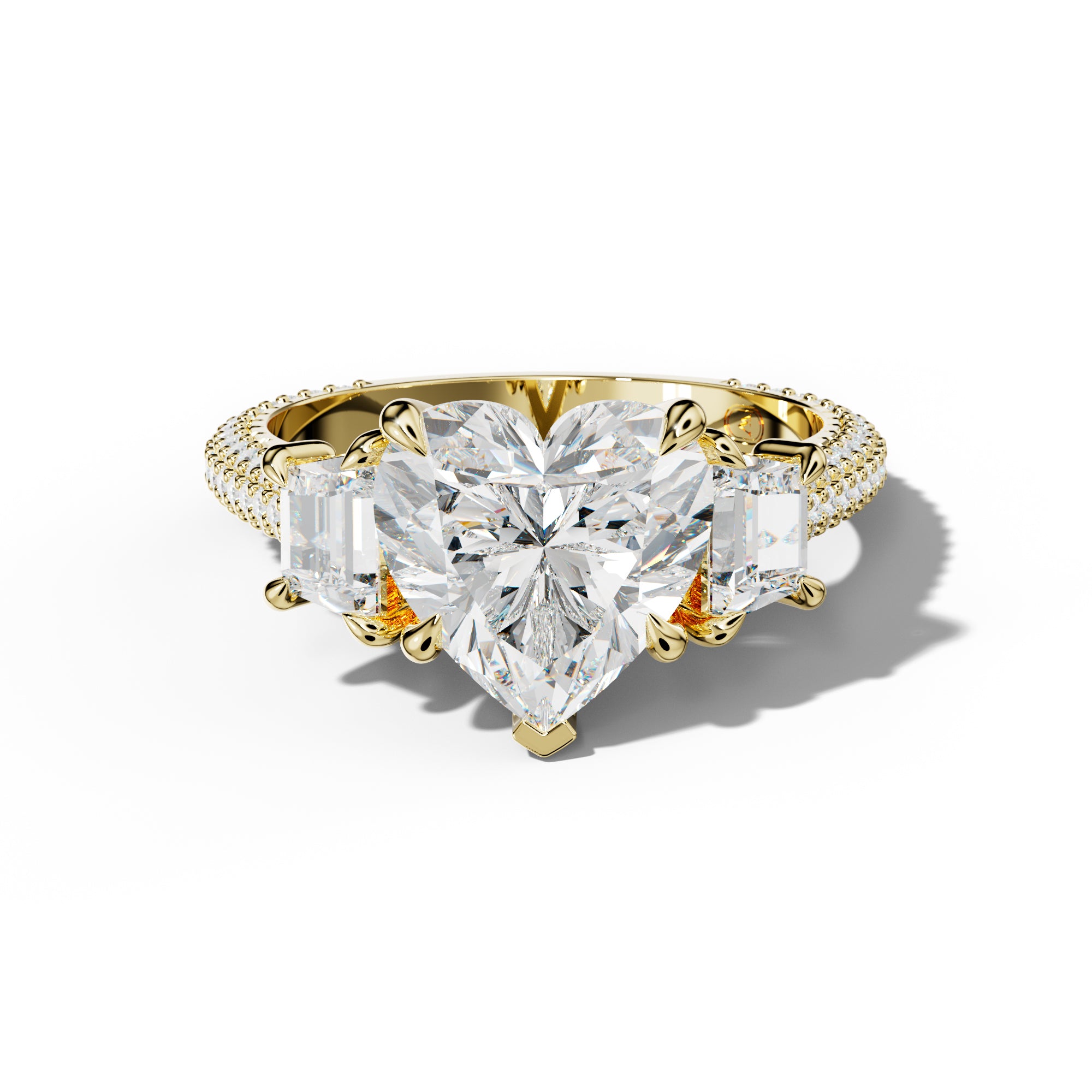 Vanessa Heart Center Trapezoid Side Diamond Engagement Ring