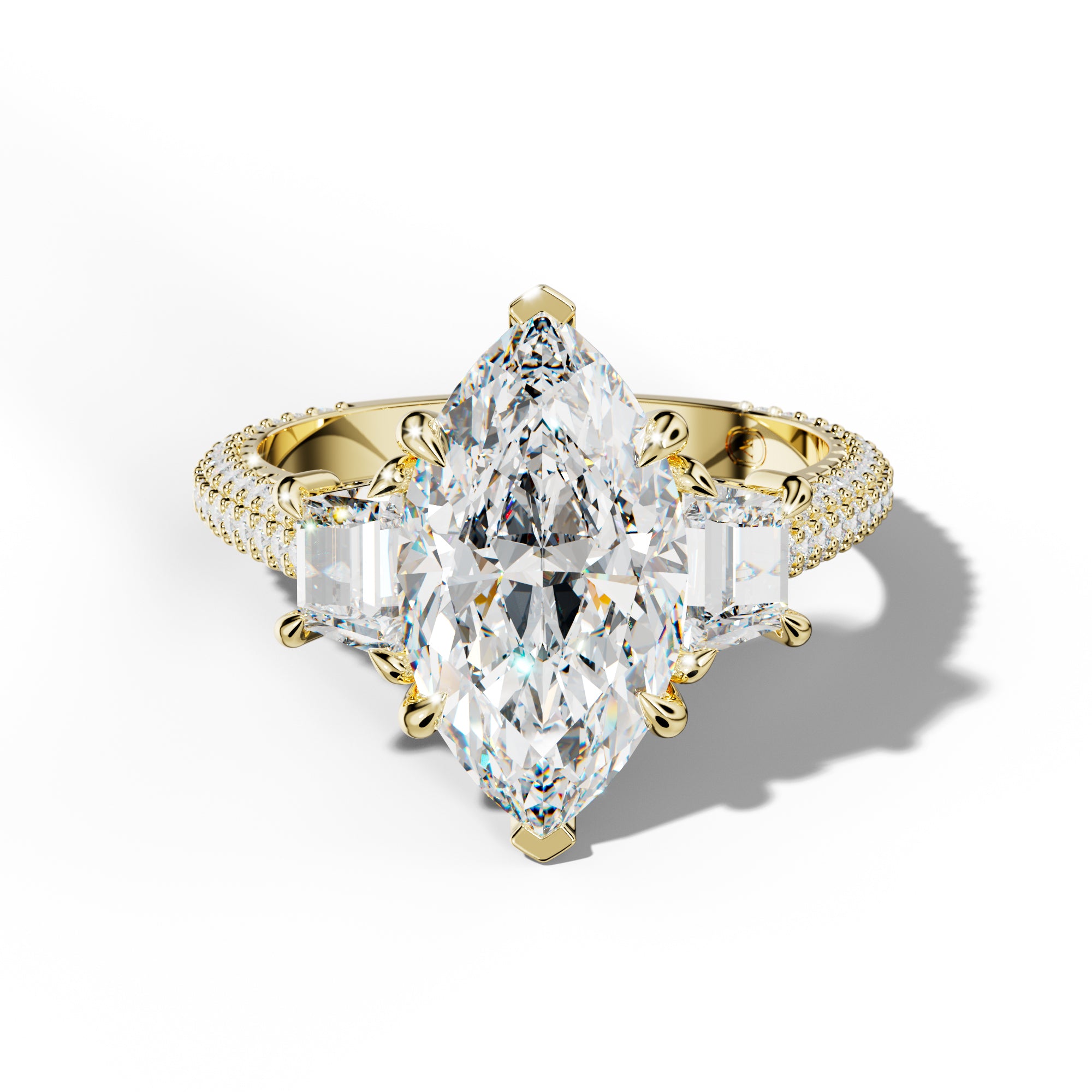 Vanessa Marquise Center Trapezoid Side Diamond Engagement Ring