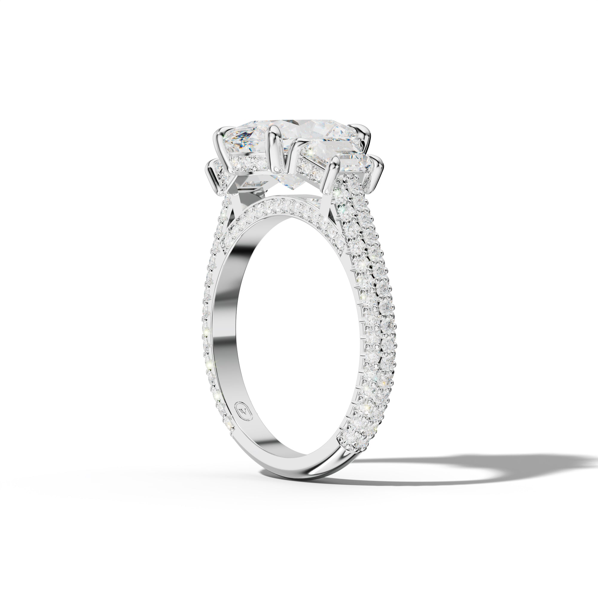 Vanessa Oval Center Trapezoid Side Diamond Engagement Ring